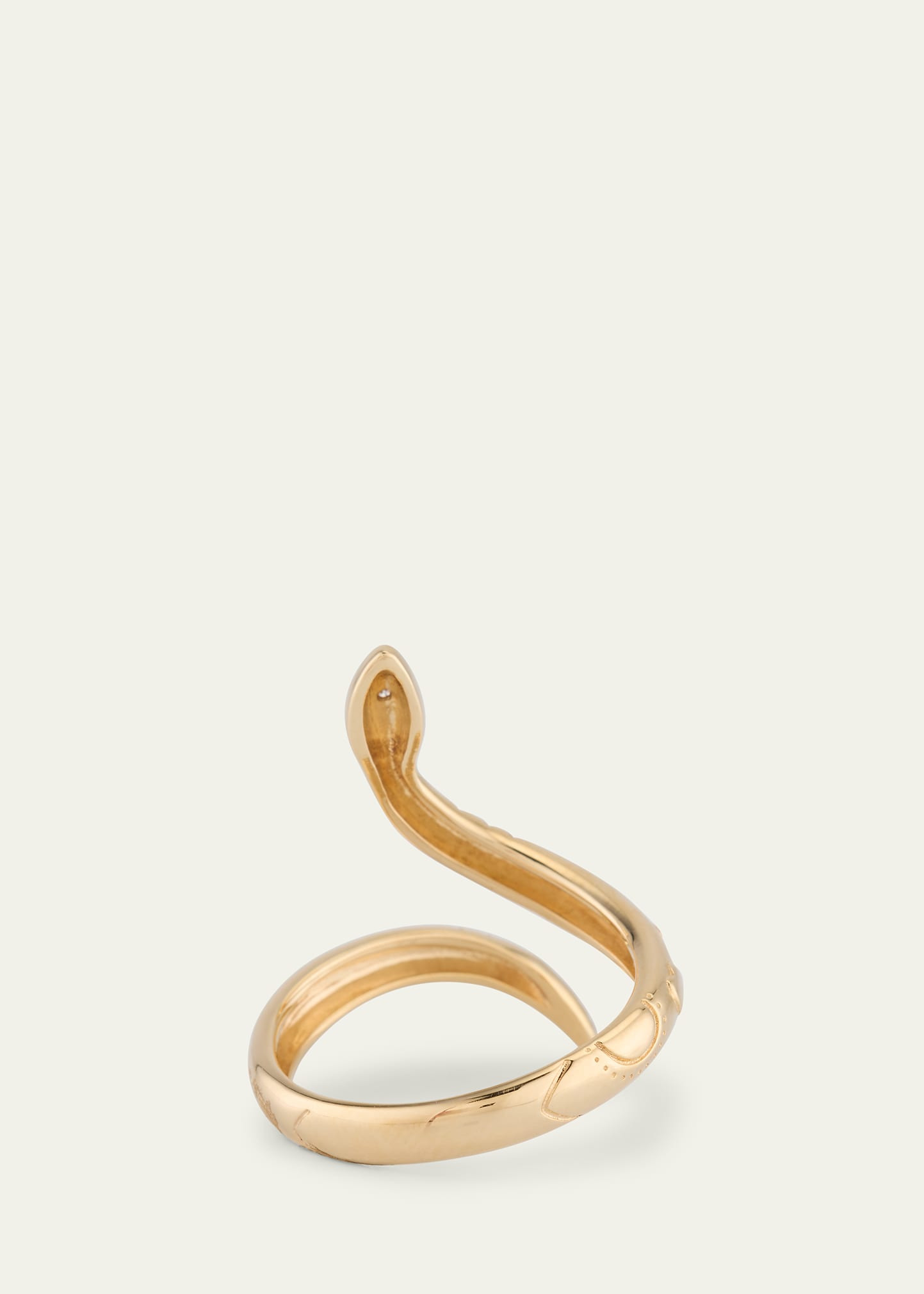 14K Yellow Gold Wrap Snake Ring with Diamonds, Size 6.5 - 4