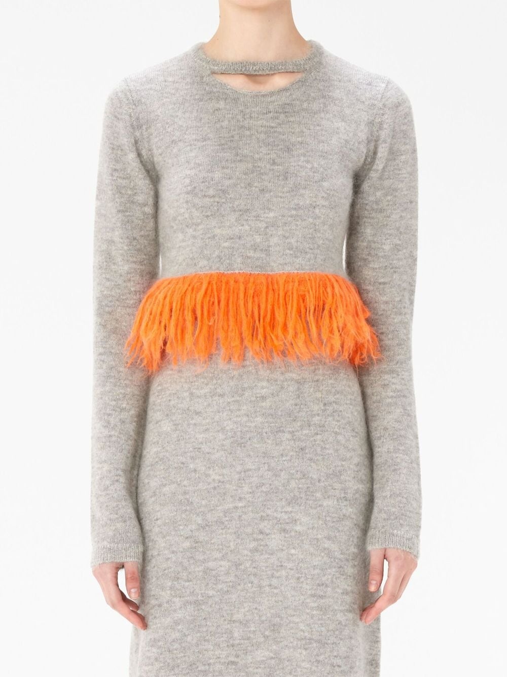fringed-hem knitted jumper - 3