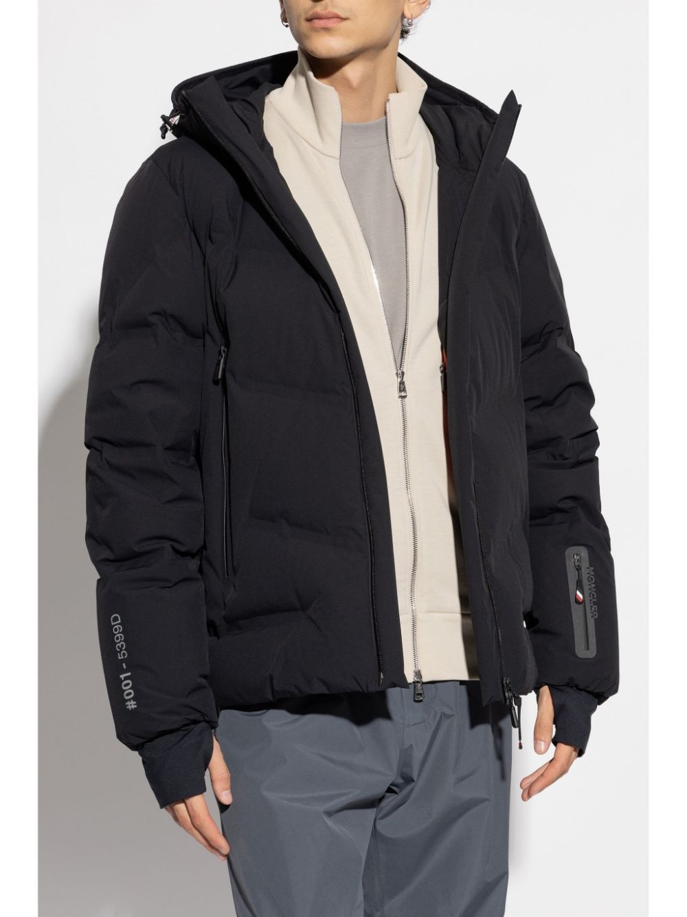 logo-patch hooded padded jacket - 3