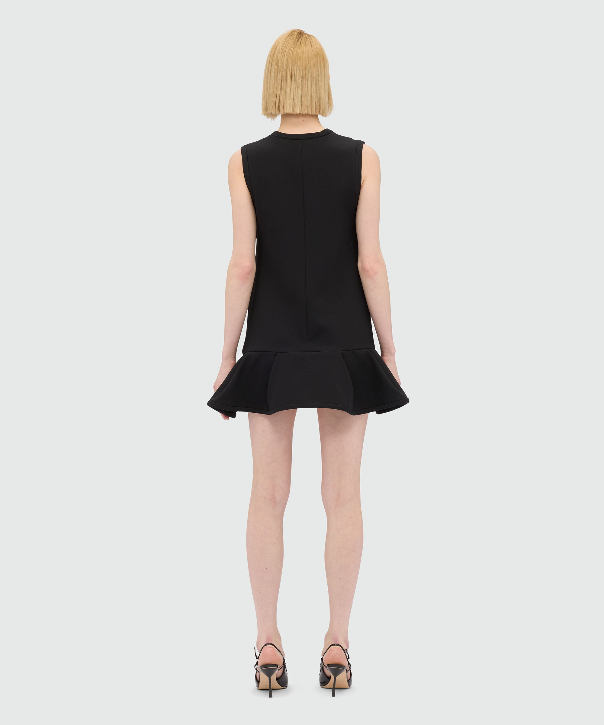 Black cady V-neck minidress - 3