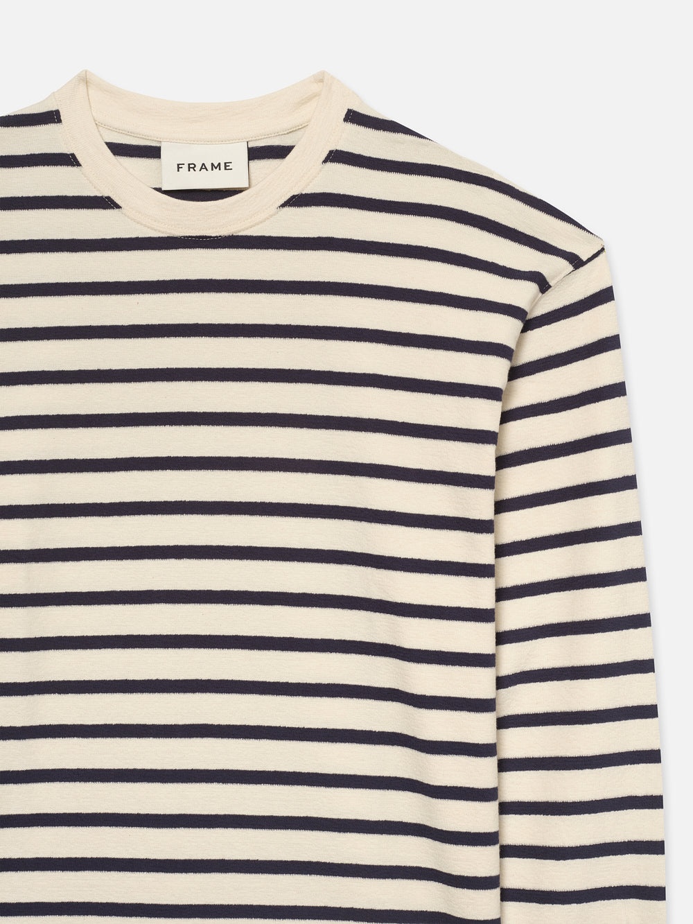 Long Sleeve Relaxed Striped Tee in Dark Navy Stripe - 2