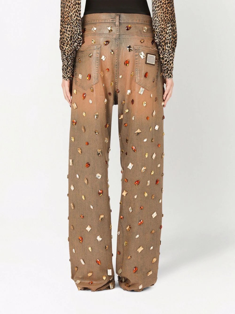 crystal-embellished high-waist jeans - 4