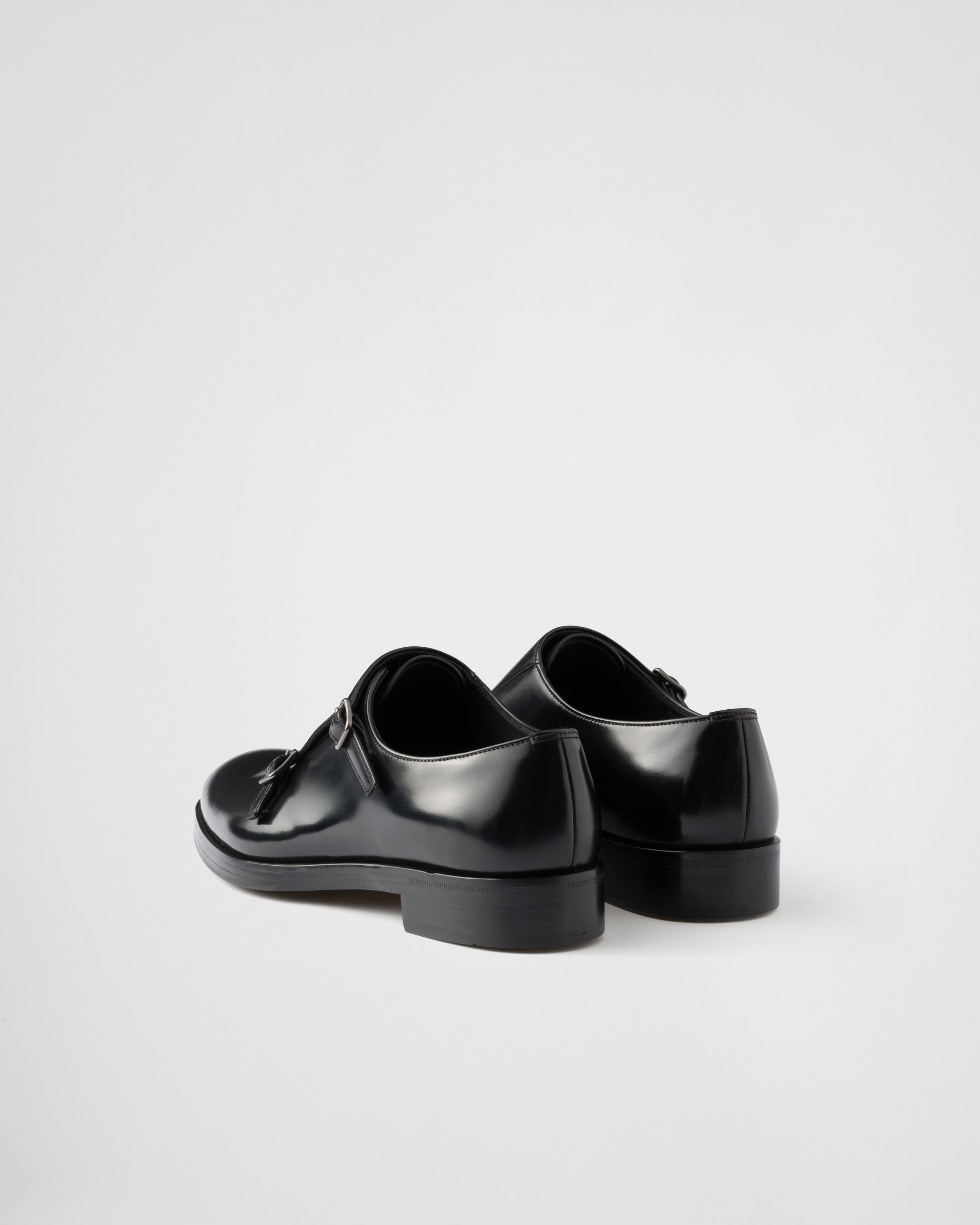Brushed leather double monk strap shoes - 4