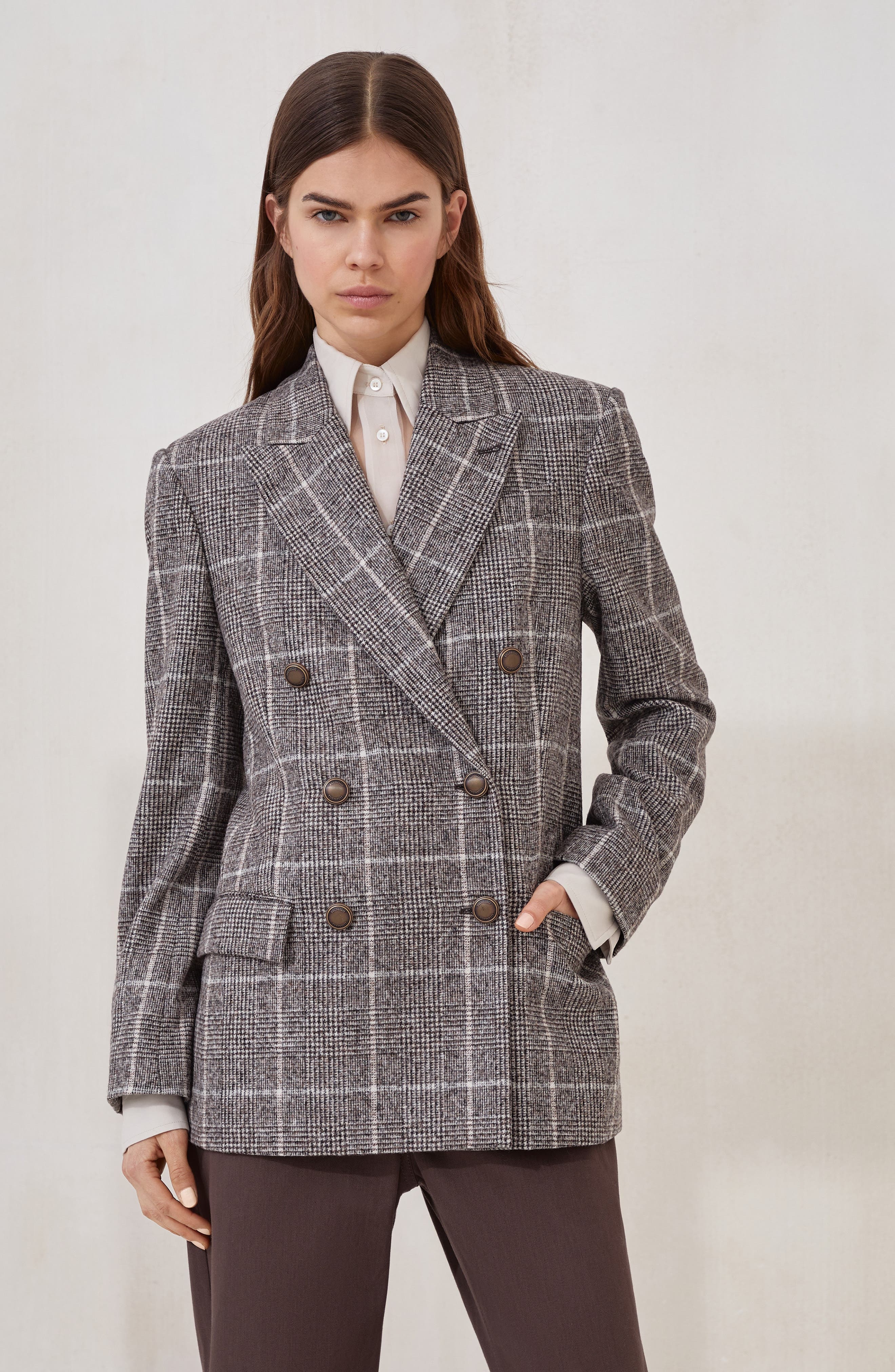 Brunello Cucinelli Prince of Wales blazer in Brown at Nordstrom - 2