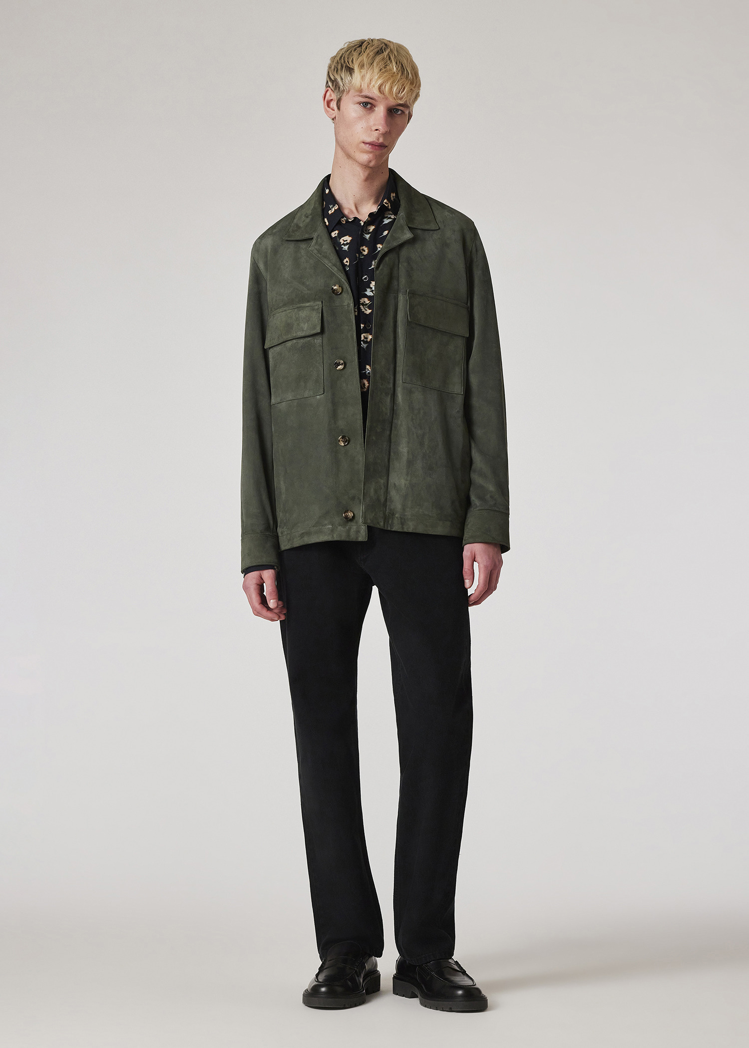 Dark Green Casual-Fit Suede Jacket - 6