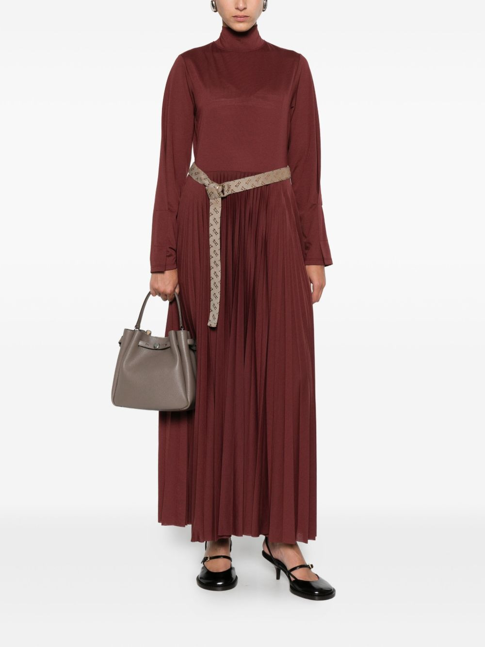 pleated high-neck dress - 2