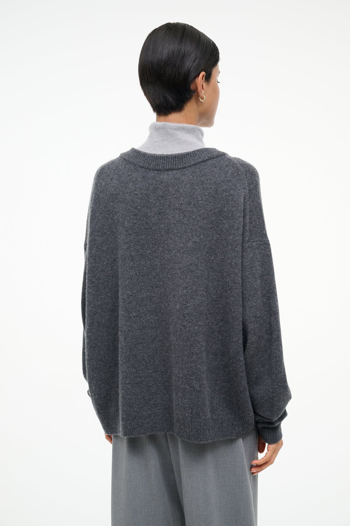 STAUD DORIS CASHMERE SWEATER CHARCOAL - 4
