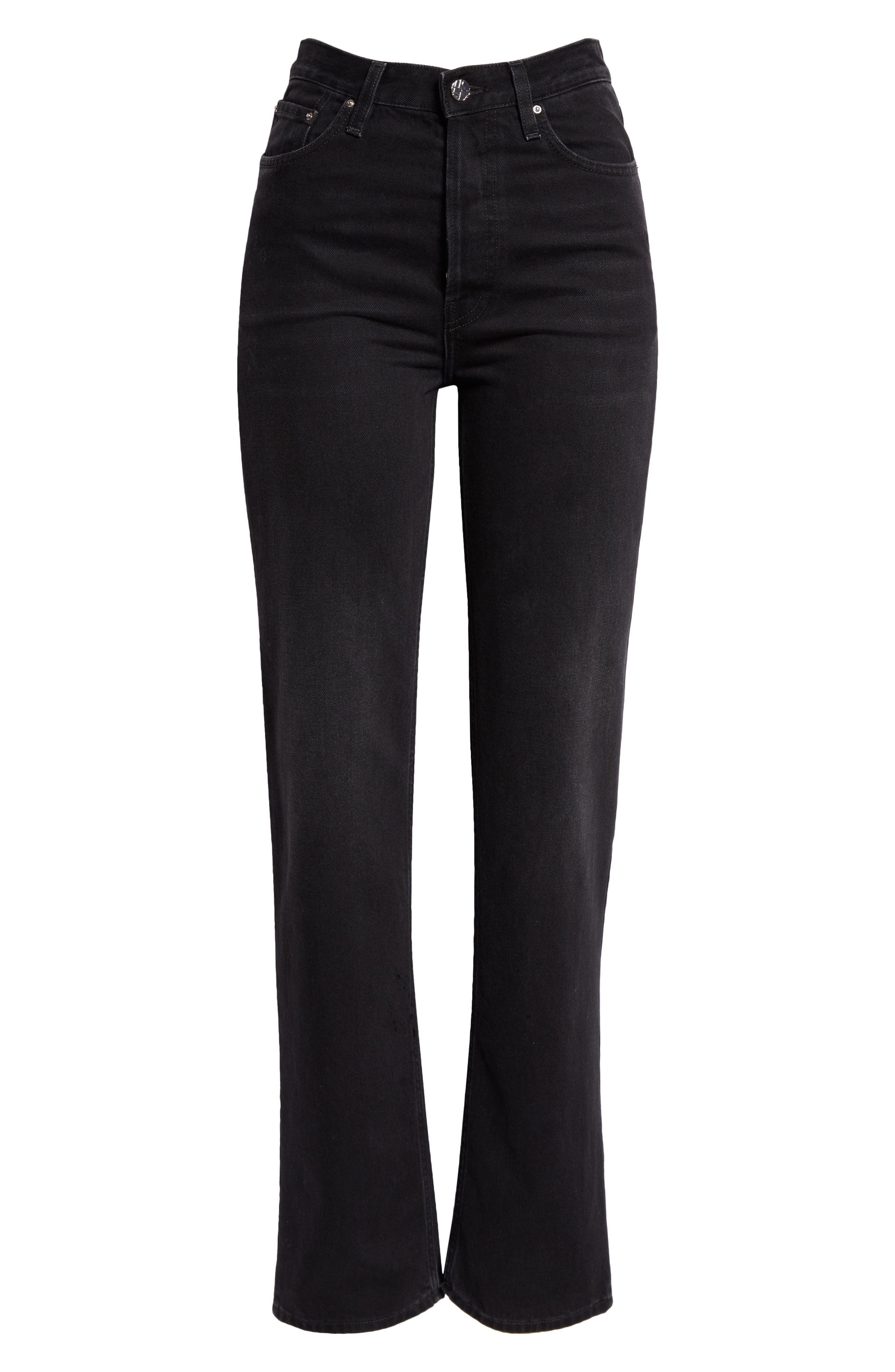 TOTEME Classic High Waist Rigid Straight Leg Jeans in Faded Black at Nordstrom - 6