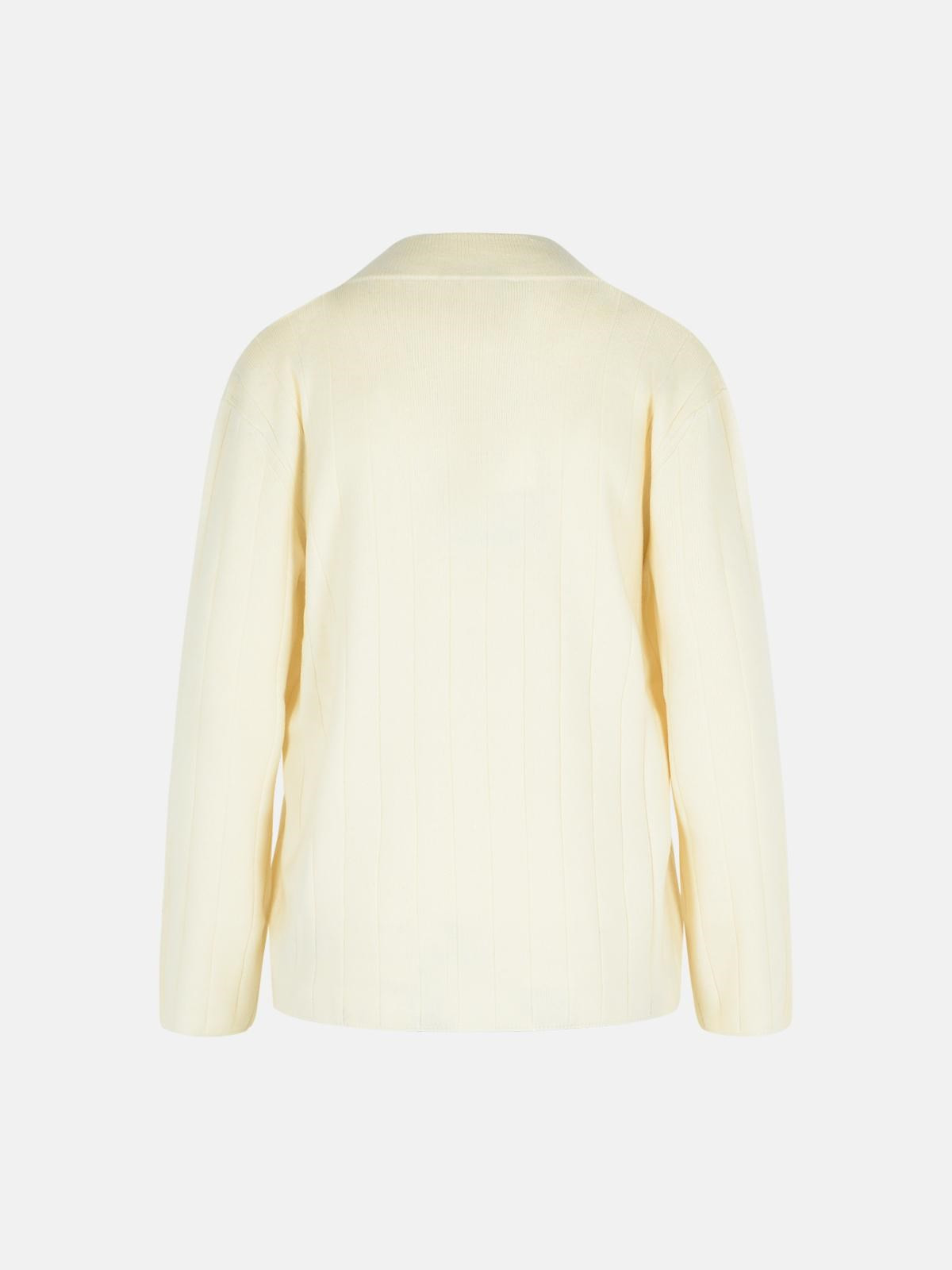 'ARTEN' WHITE CASHMERE YARN SWEATER - 3