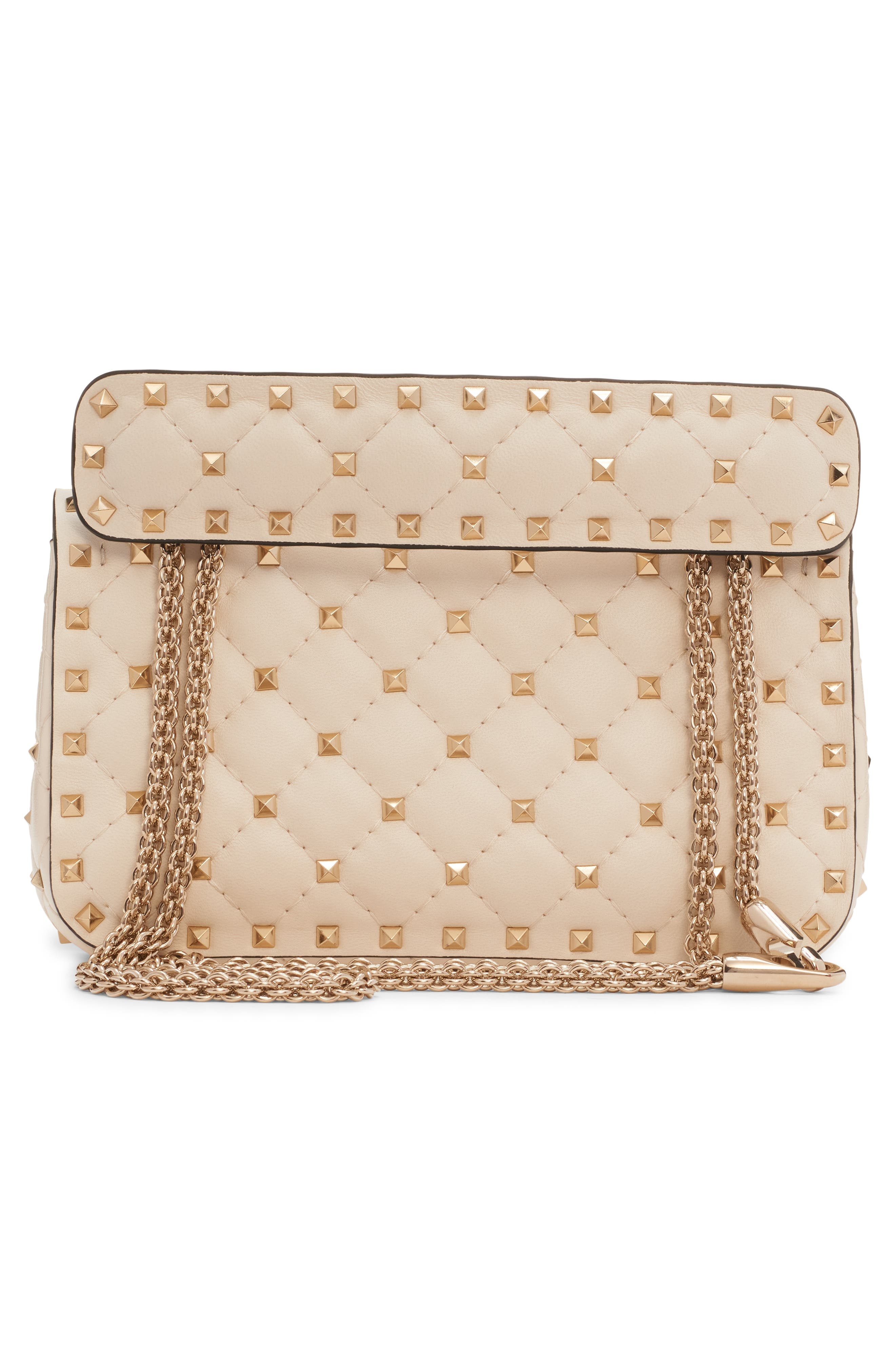 Valentino Garavani Small Rockstud Spike Leather Shoulder Bag in Light Ivory at Nordstrom - 8
