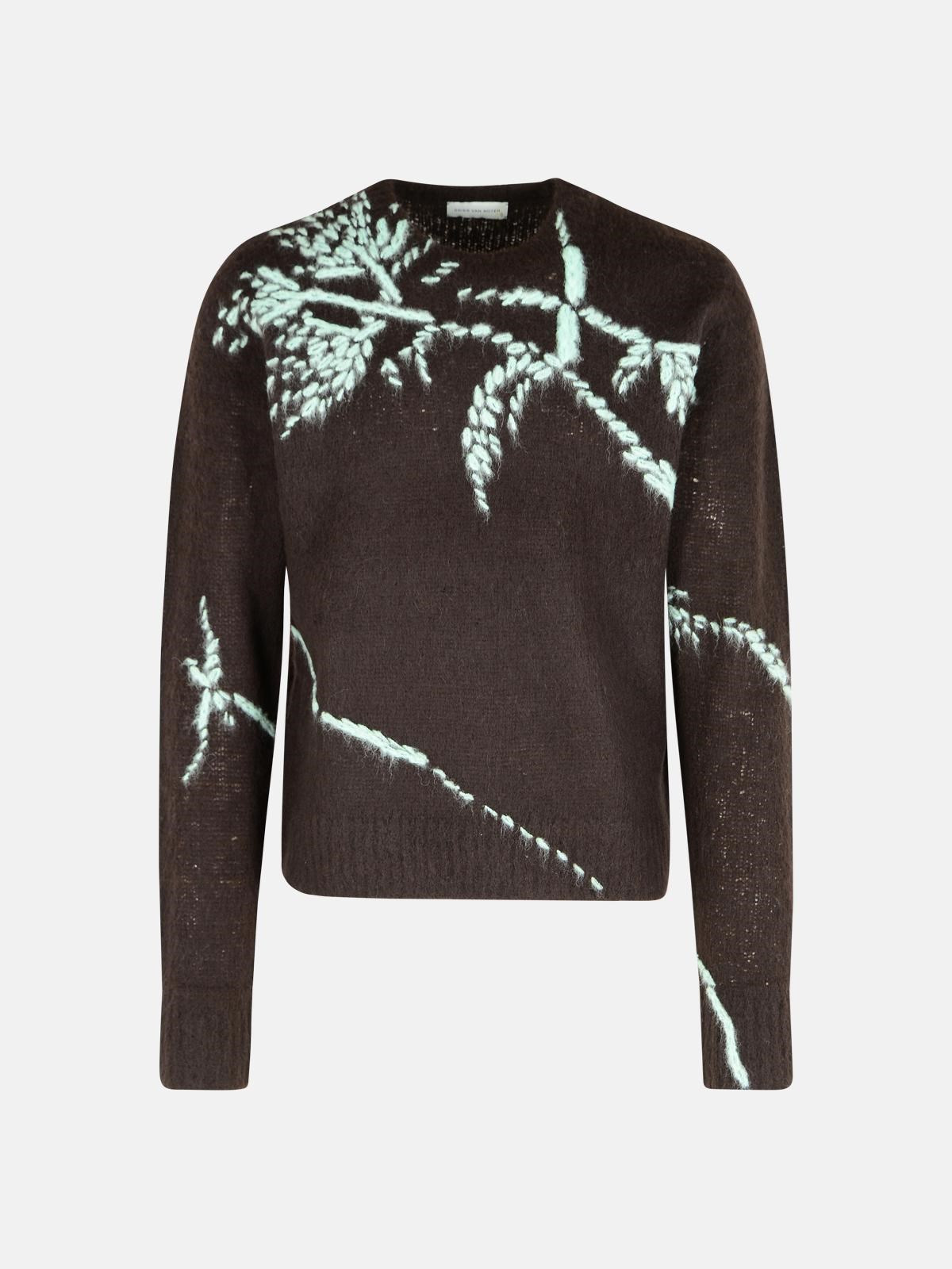 BROWN WOOL BLEND SWEATER - 1