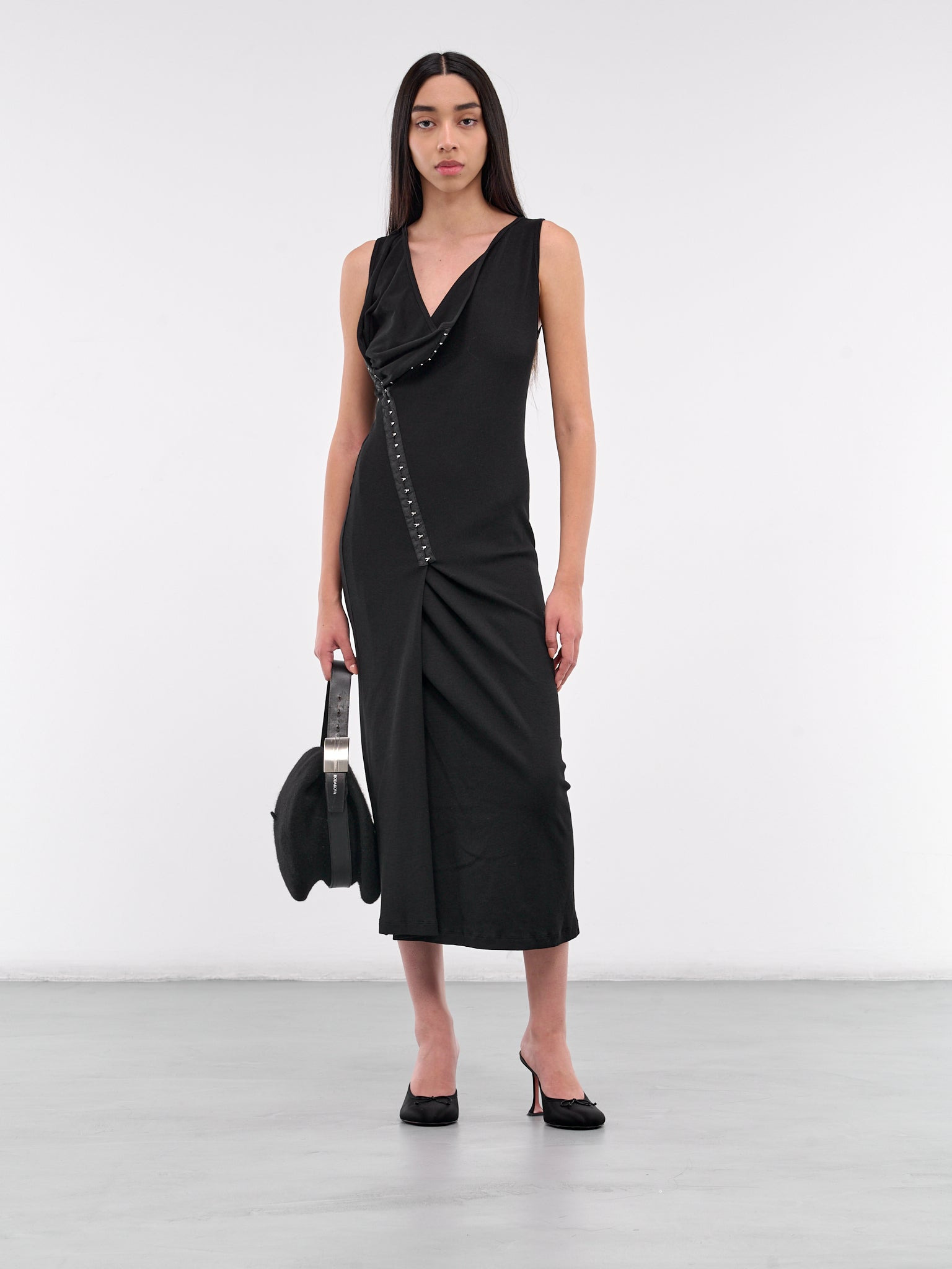 Hook-Eye Asymmetric Draped Dress - 6