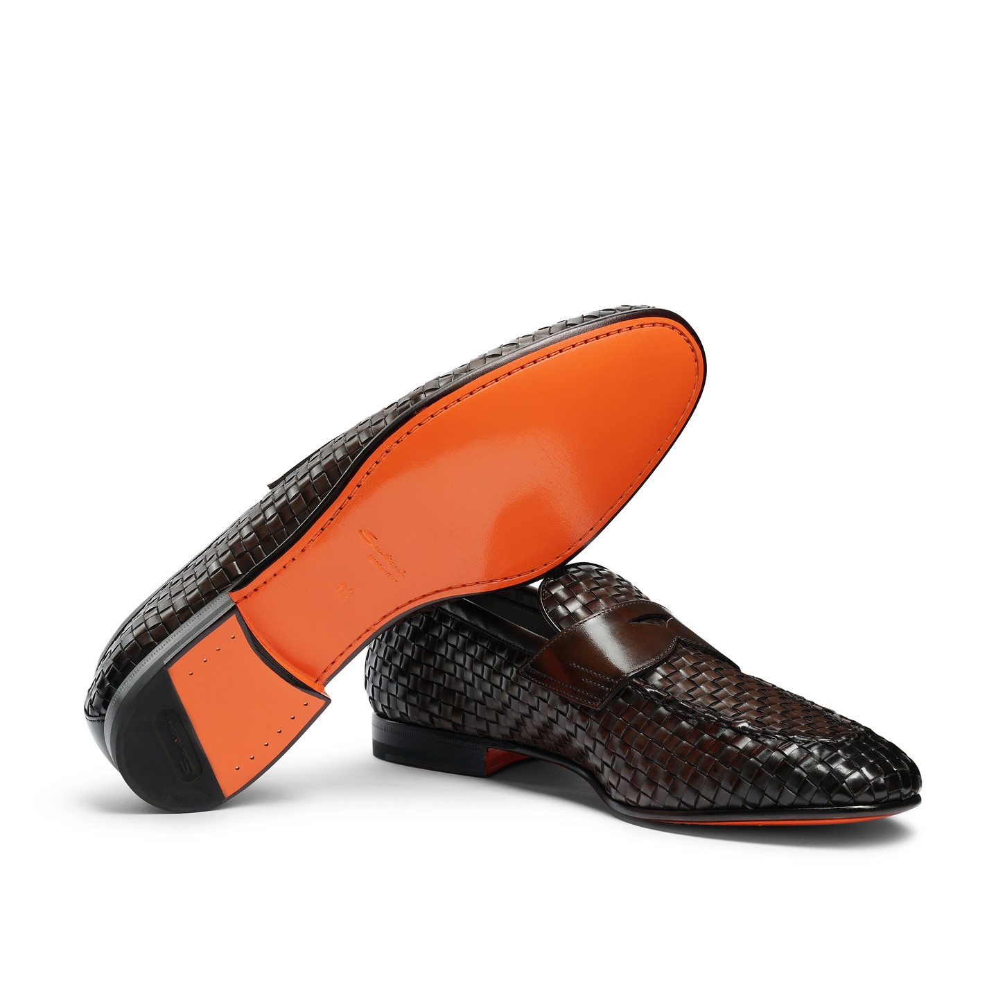 Men's brown woven leather loafer - 4