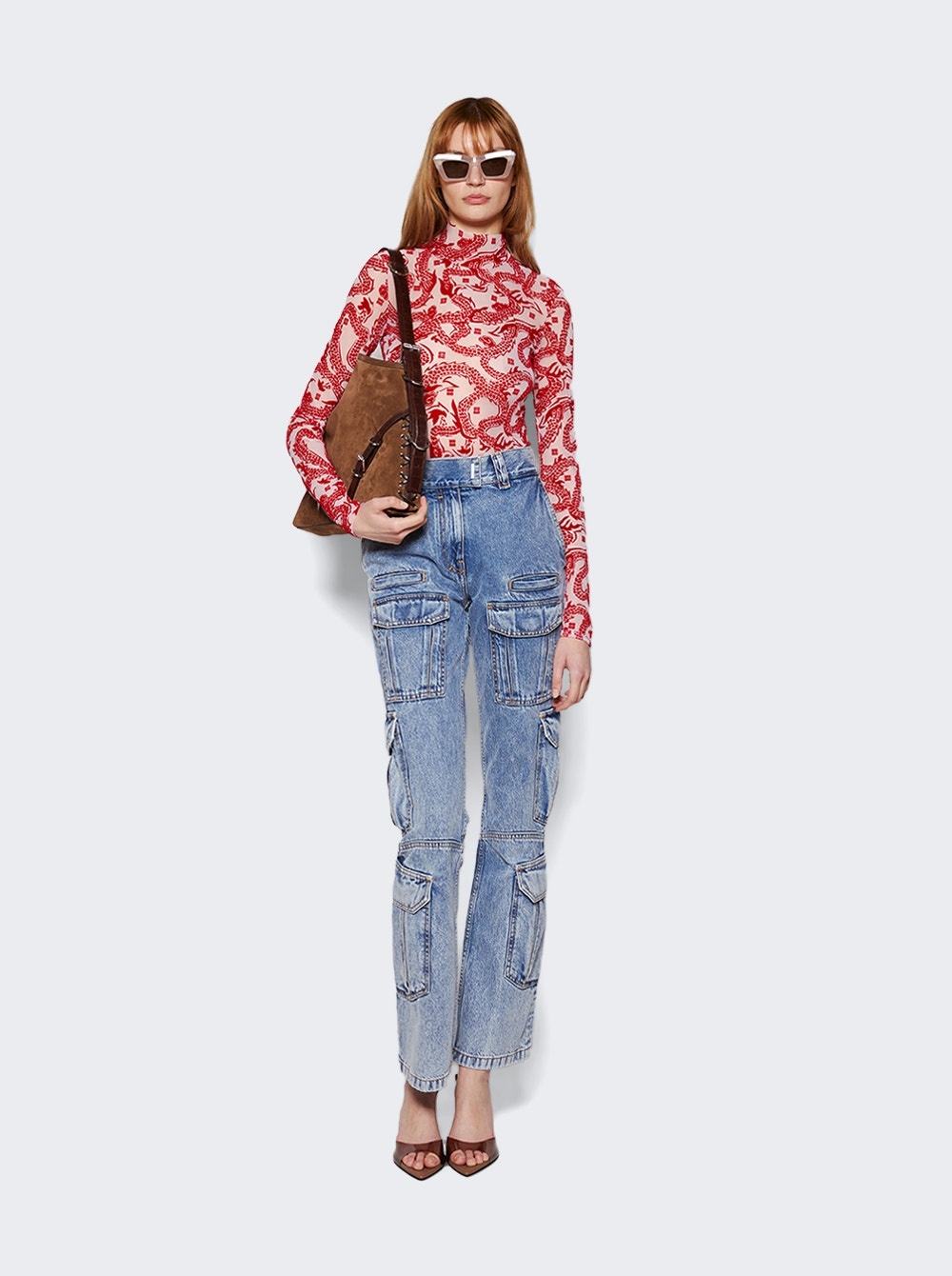 Cargo Boot Cut Jeans Light Blue - 2