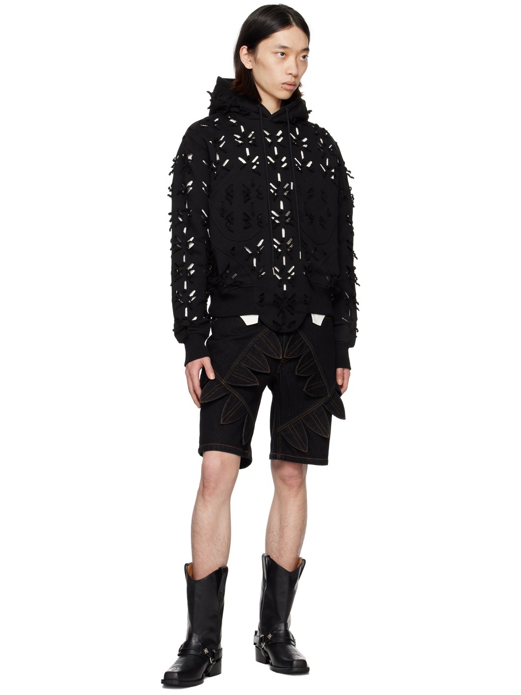 Black Slashed Hoodie - 4