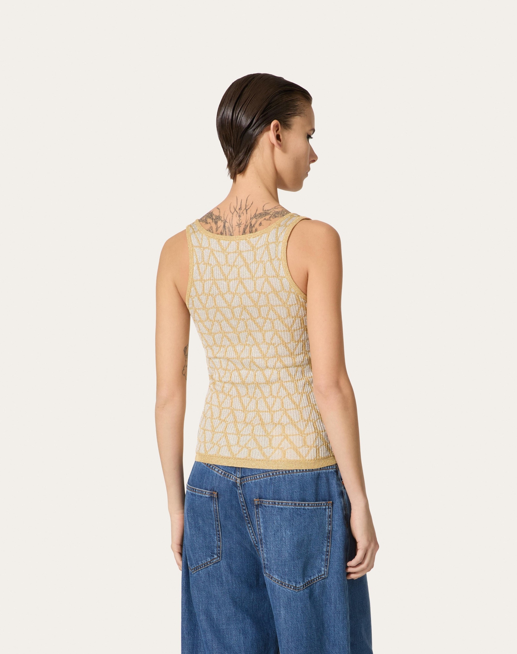 Tシャツ・カットソー VALENTINO LUREX AND JACQUARD TOILE ICONOGRAPHE TOP Valentino LUREX AND TOILE ICONOGRAPHE JACQUARD TOP | REVERSIBLE