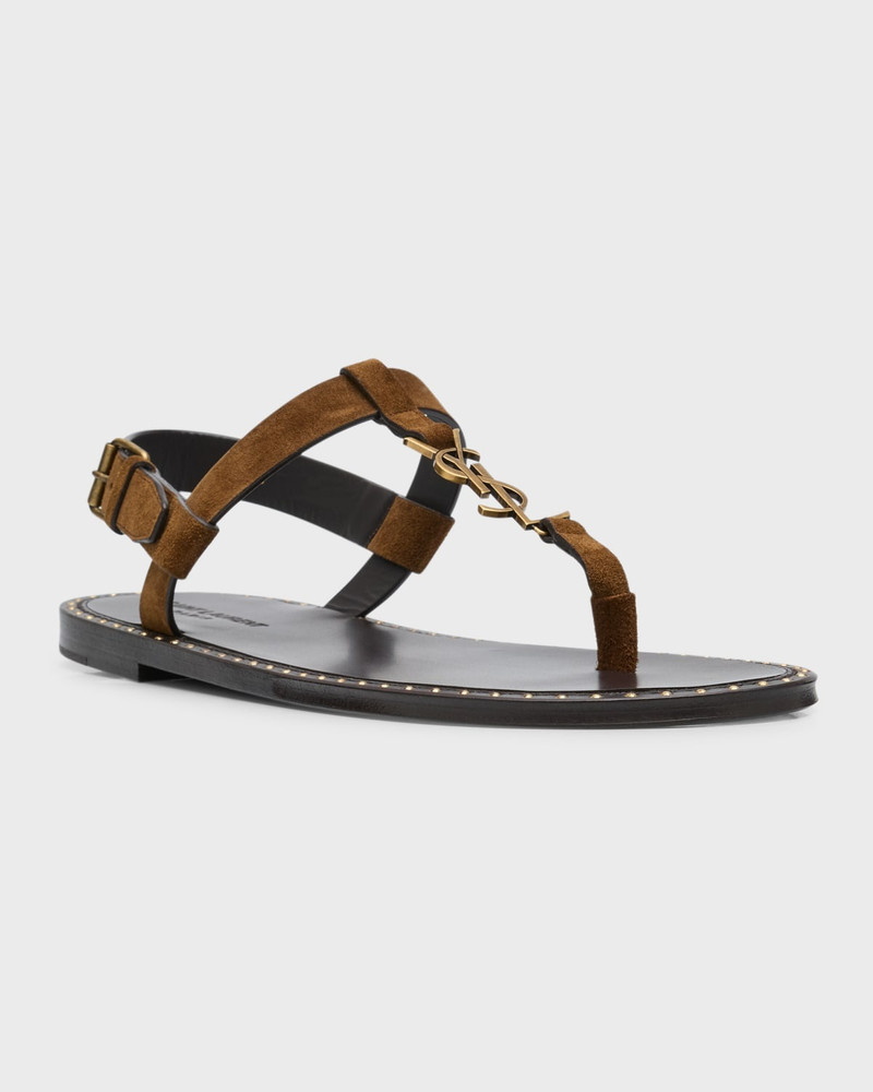 SAINT LAURENT Men's Cassandre Leather Sandals outlook