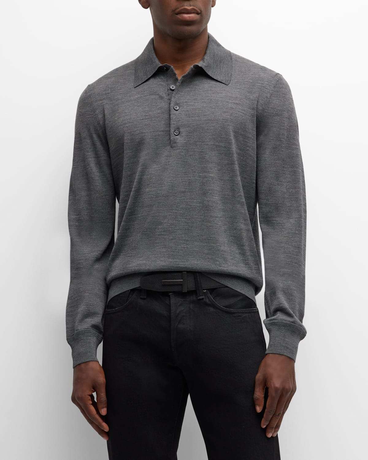 Men's Fine-Gauge Wool Polo Sweater - 4