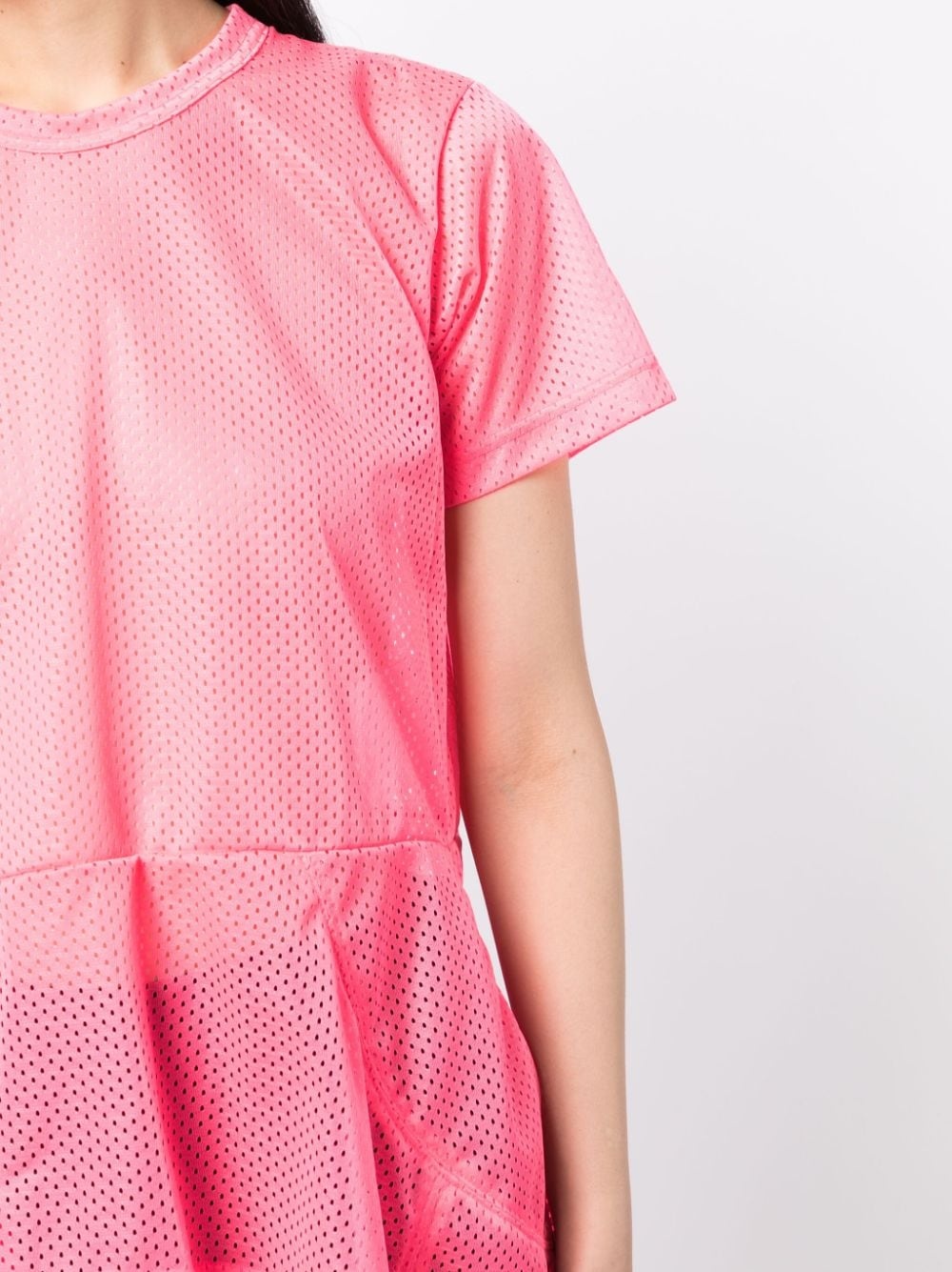 asymmetric-hem perforated T-shirt - 5