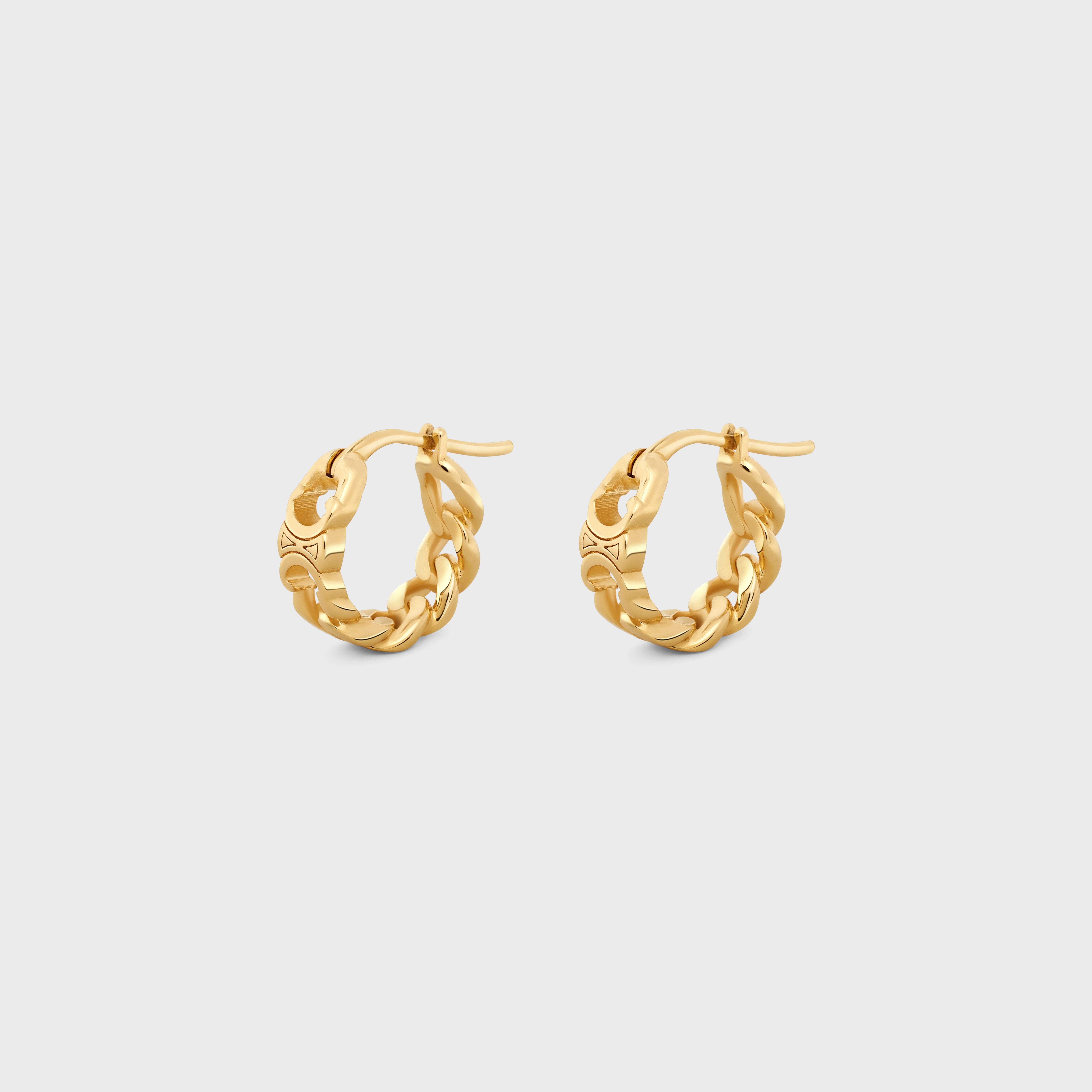 Triomphe Small Gourmette Hoops in Brass with Gold Finish - 2