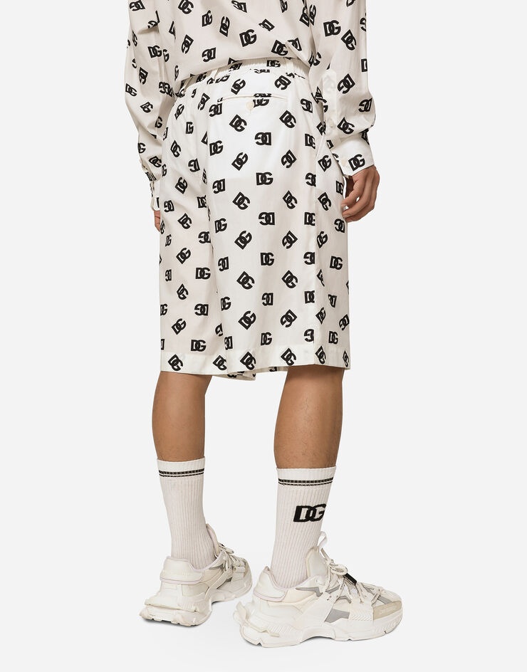 Cotton poplin shorts with DG Monogram print - 4