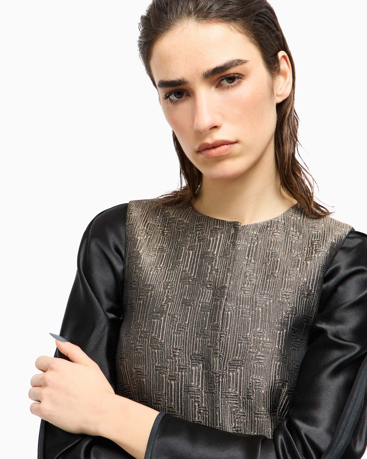 SINGLE-BREASTED WAISTCOAT IN JACQUARD SILK AND WOOL - 5