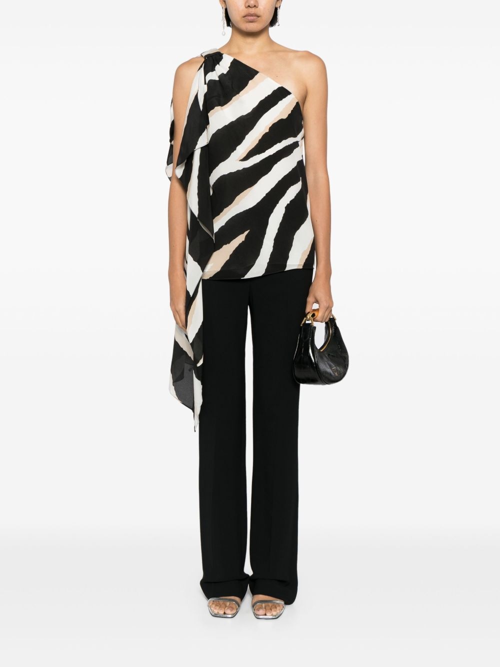 zebra-print silk top - 2