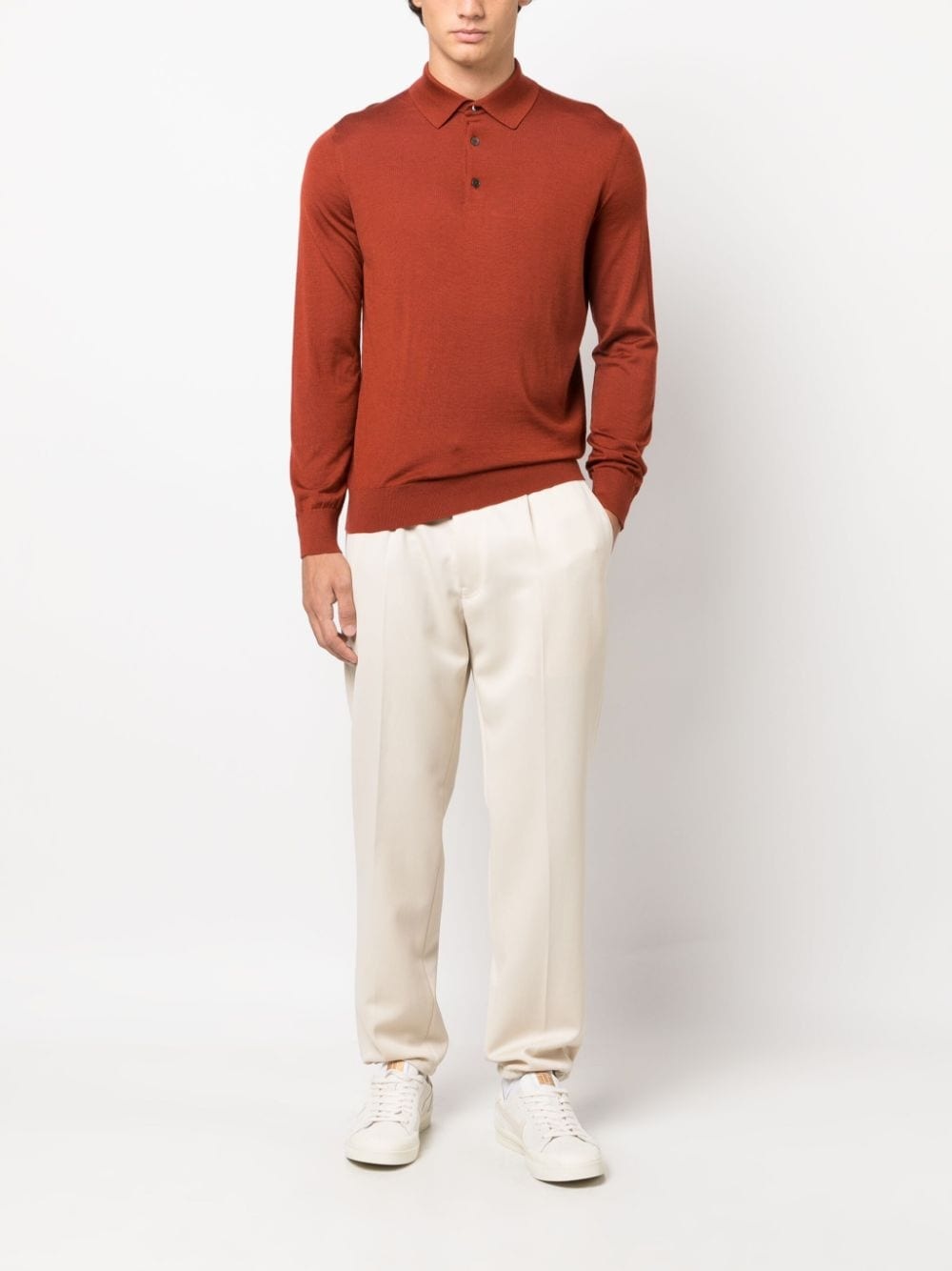 long-sleeved knit polo shirt - 2
