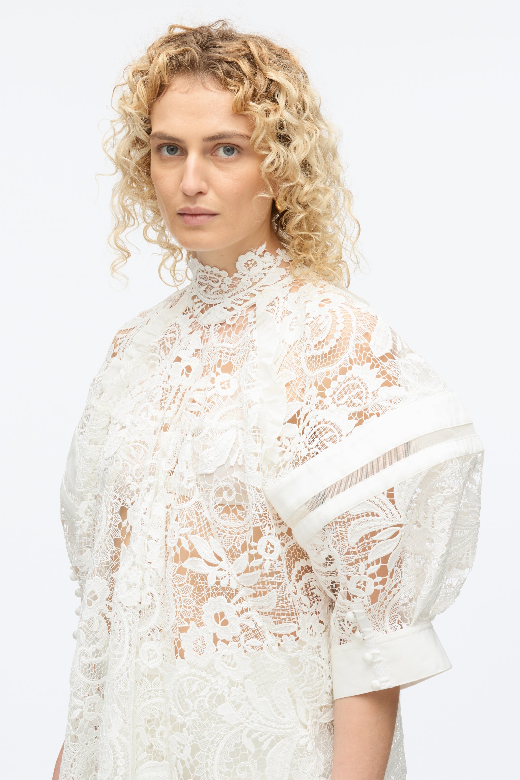 Embroidered Lace Hankerchief Dress - 5