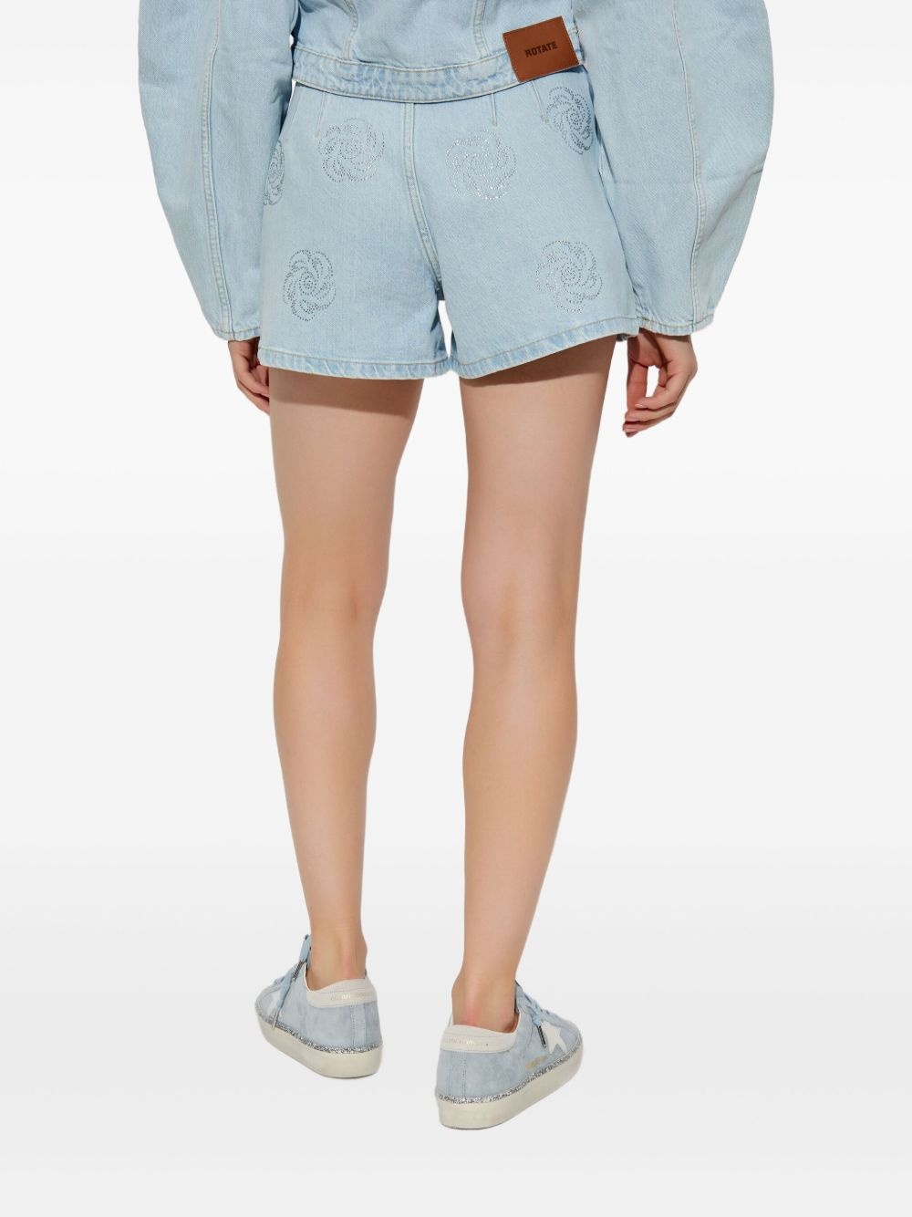 studded denim shorts - 4