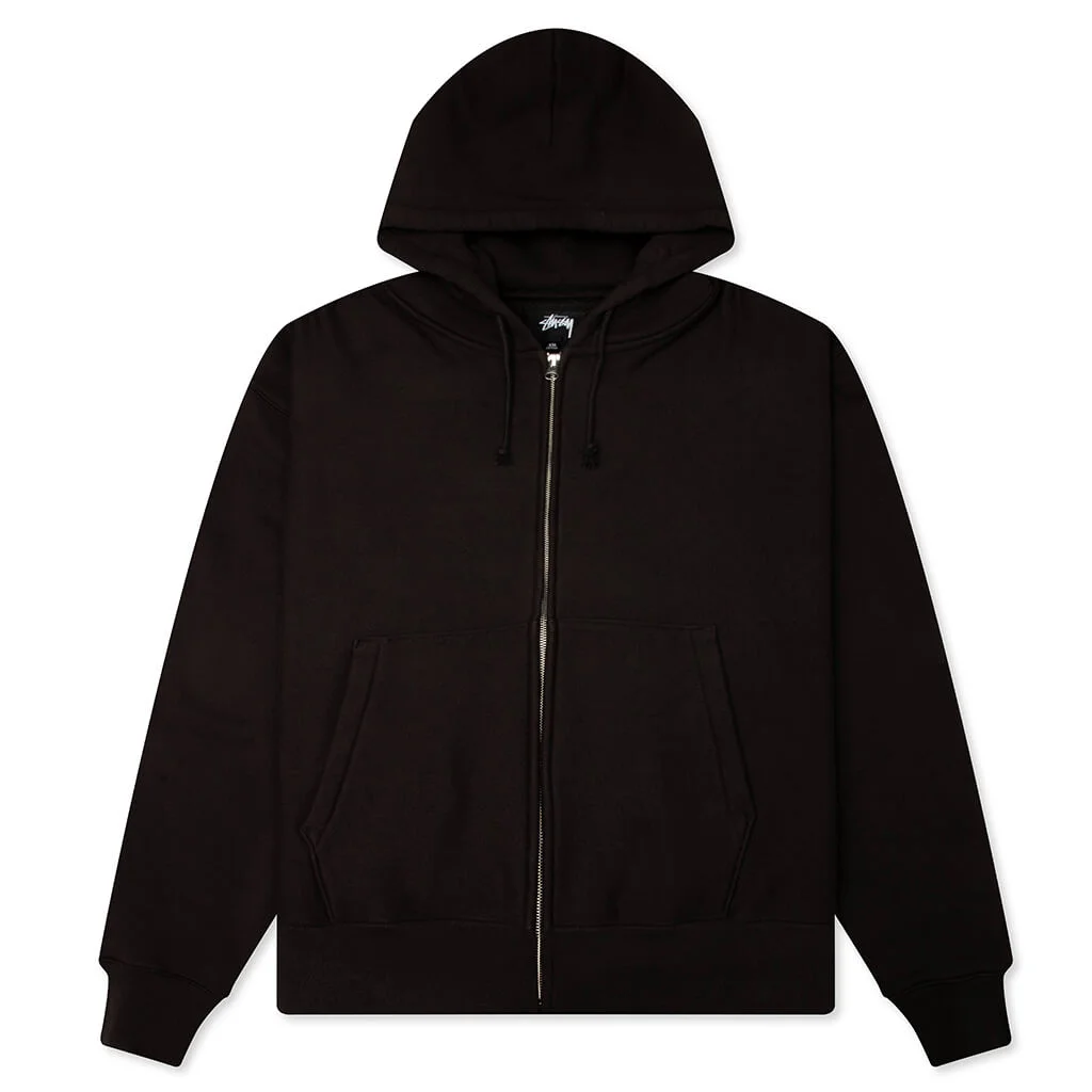 BASIC DIAMOND ZIP HOODIE - BLACK - 1