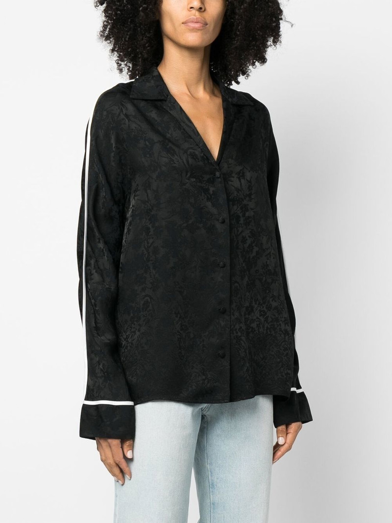 floral jacquard V-neck blouse 3