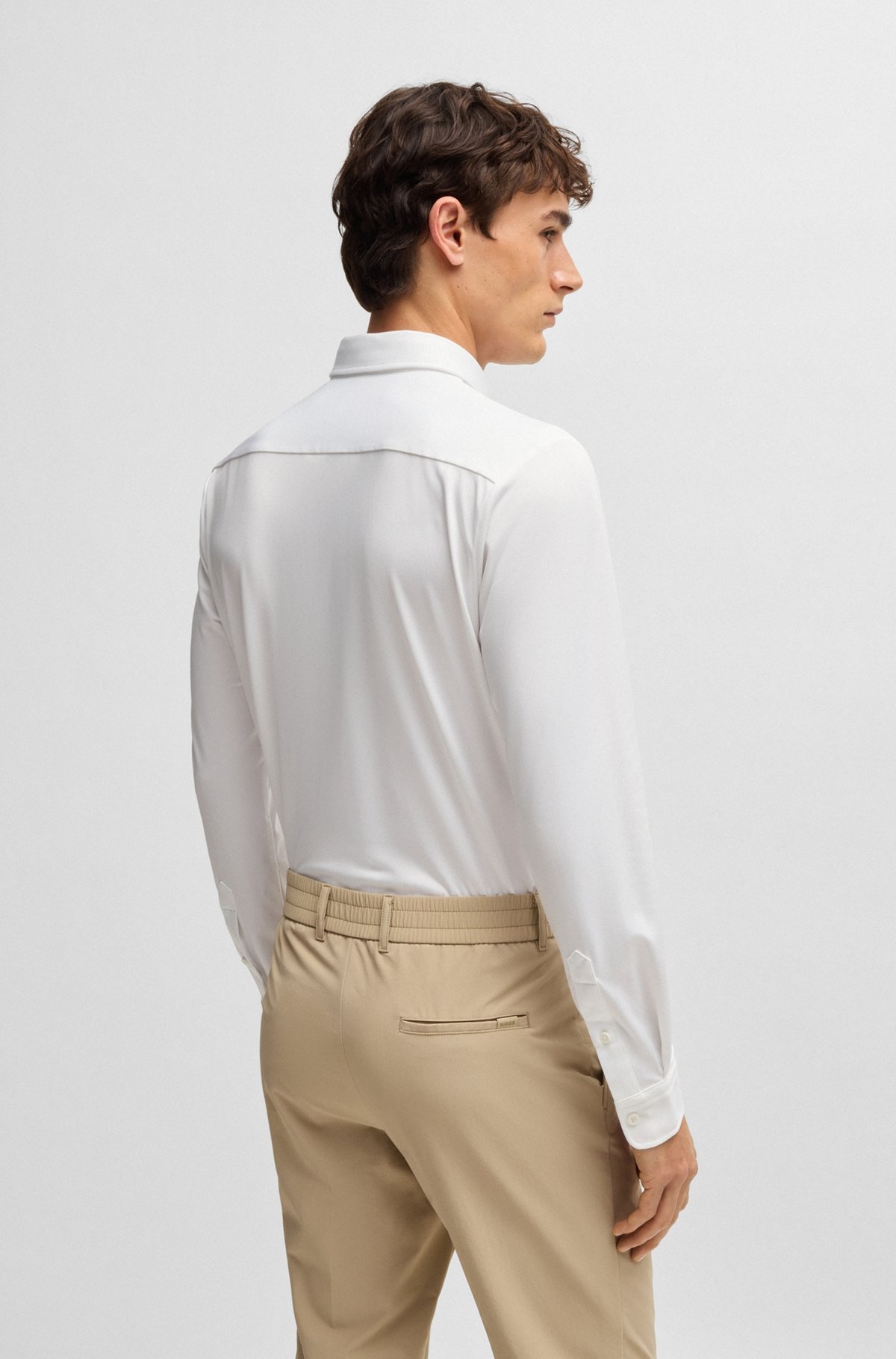 SLIM-FIT SHIRT IN PERFORMANCE-STRETCH STRUCTURED FABRIC - 5