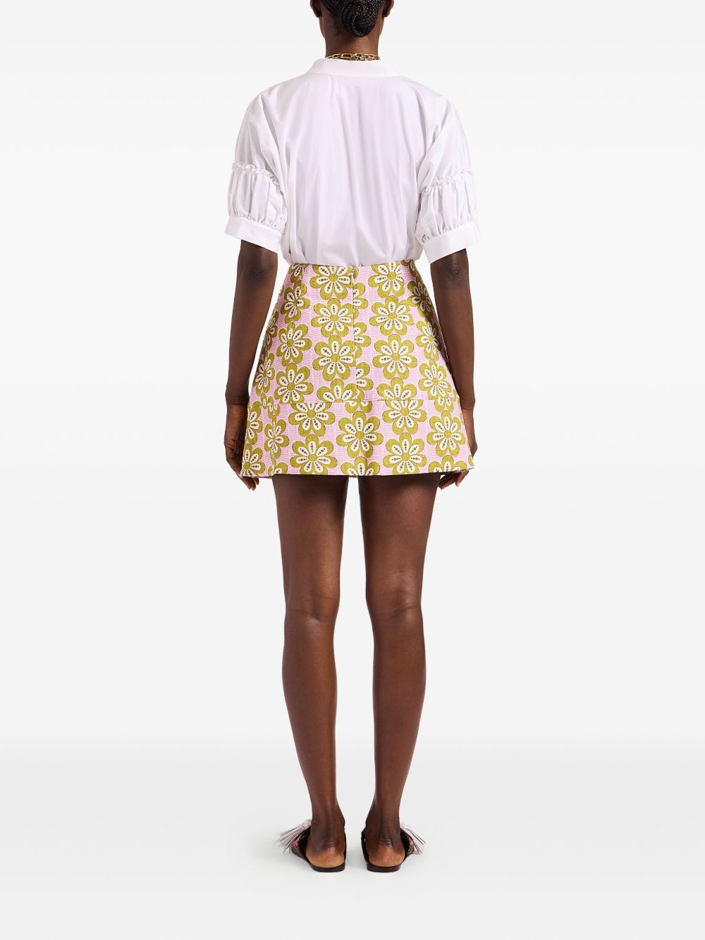 floral-print cotton-blend skirt - 4