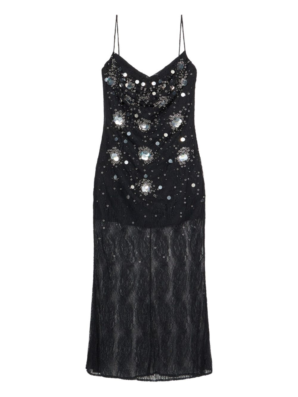 sequin-embellished lace gown - 5