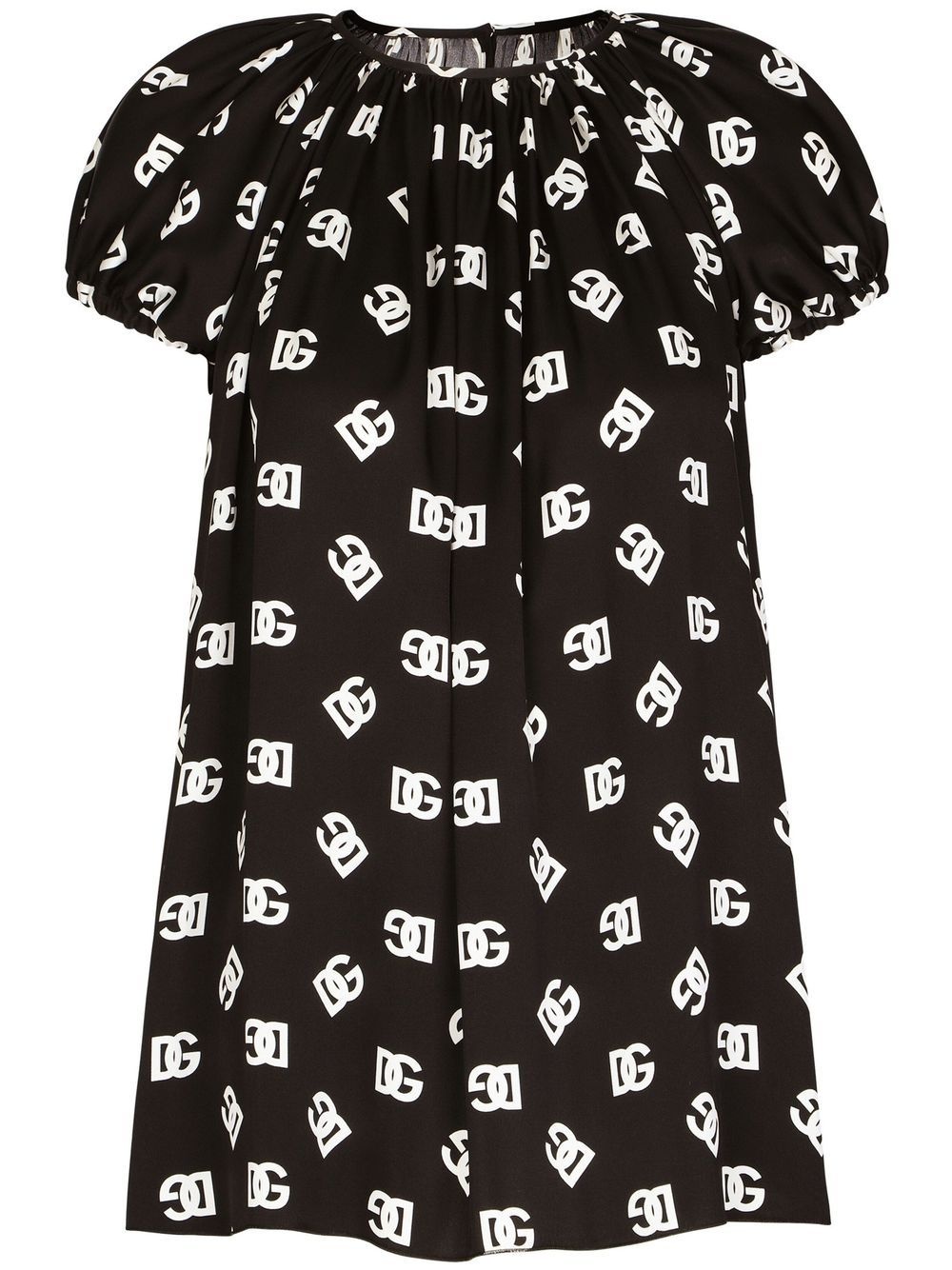 DG logo-print silk blouse - 1