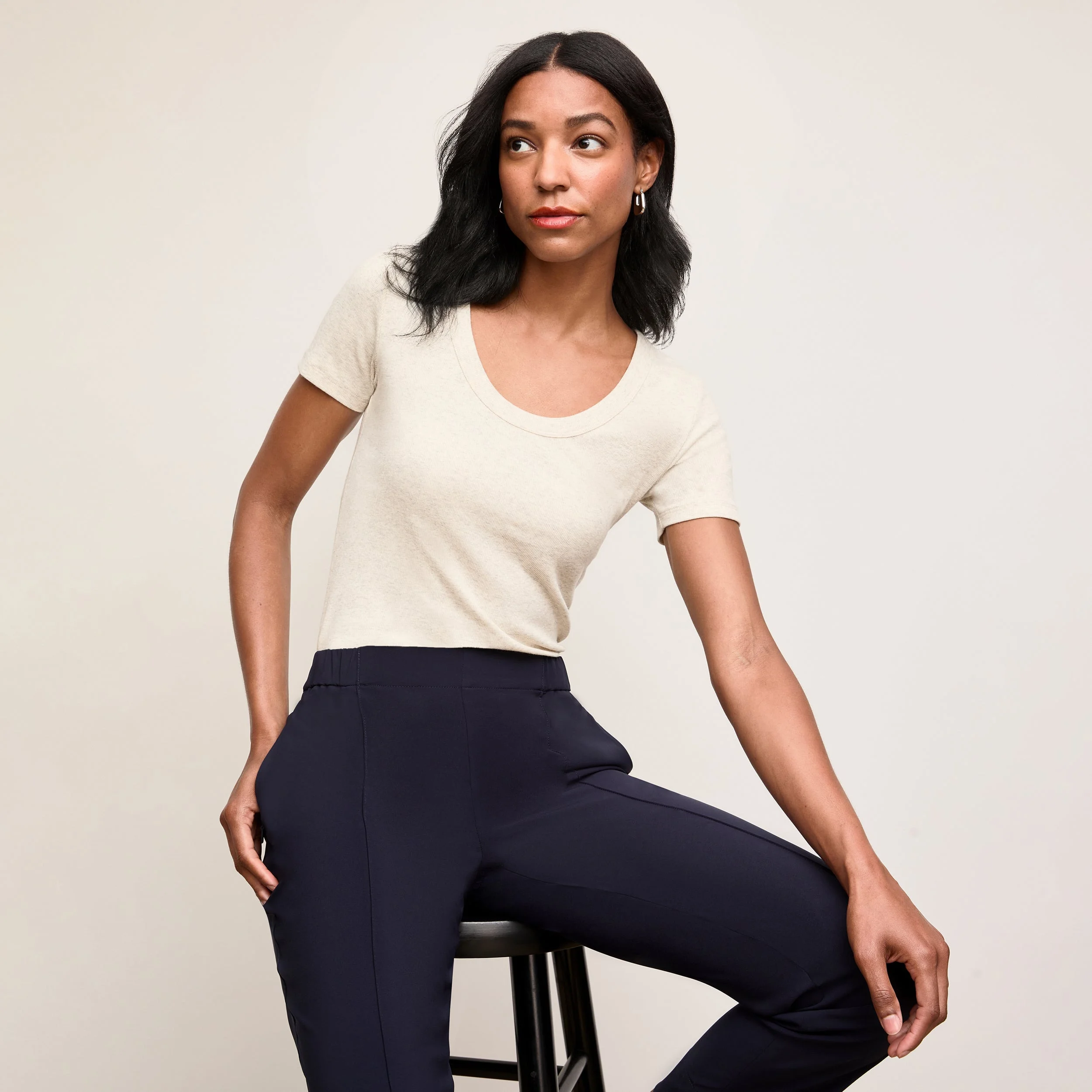 Avi Scoopneck T-Shirt - Organic Ribbed Pima Cotton - 1