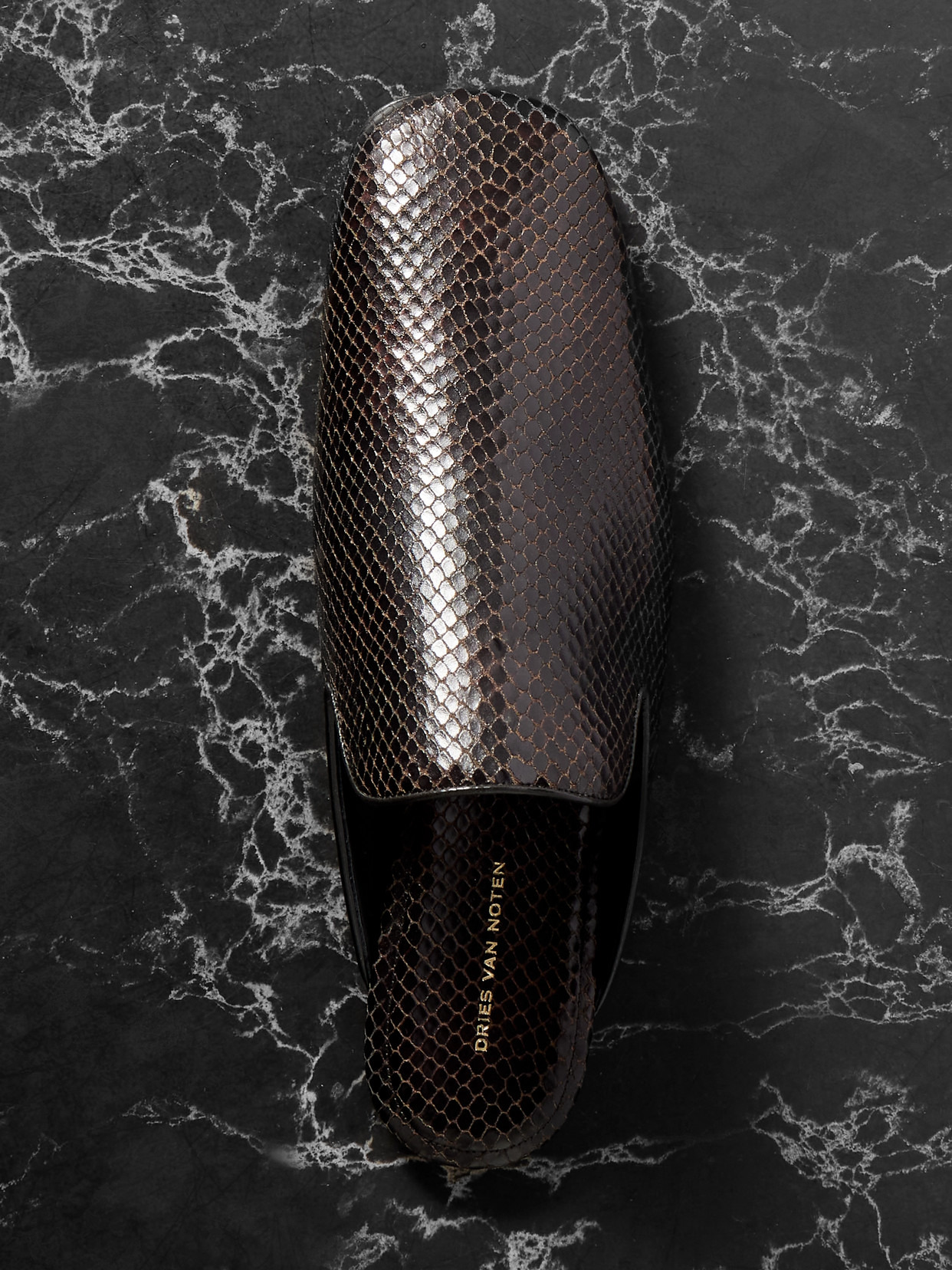 Snake-effect Leather Mules - 5