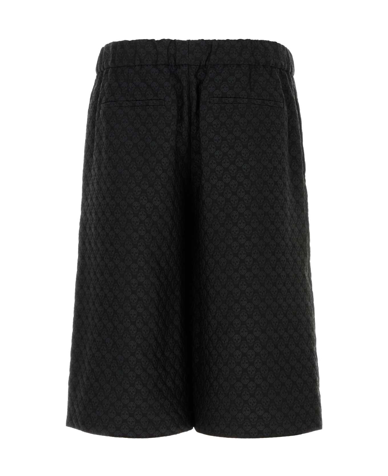 Black Viscose Blend Bermuda Shorts - 2