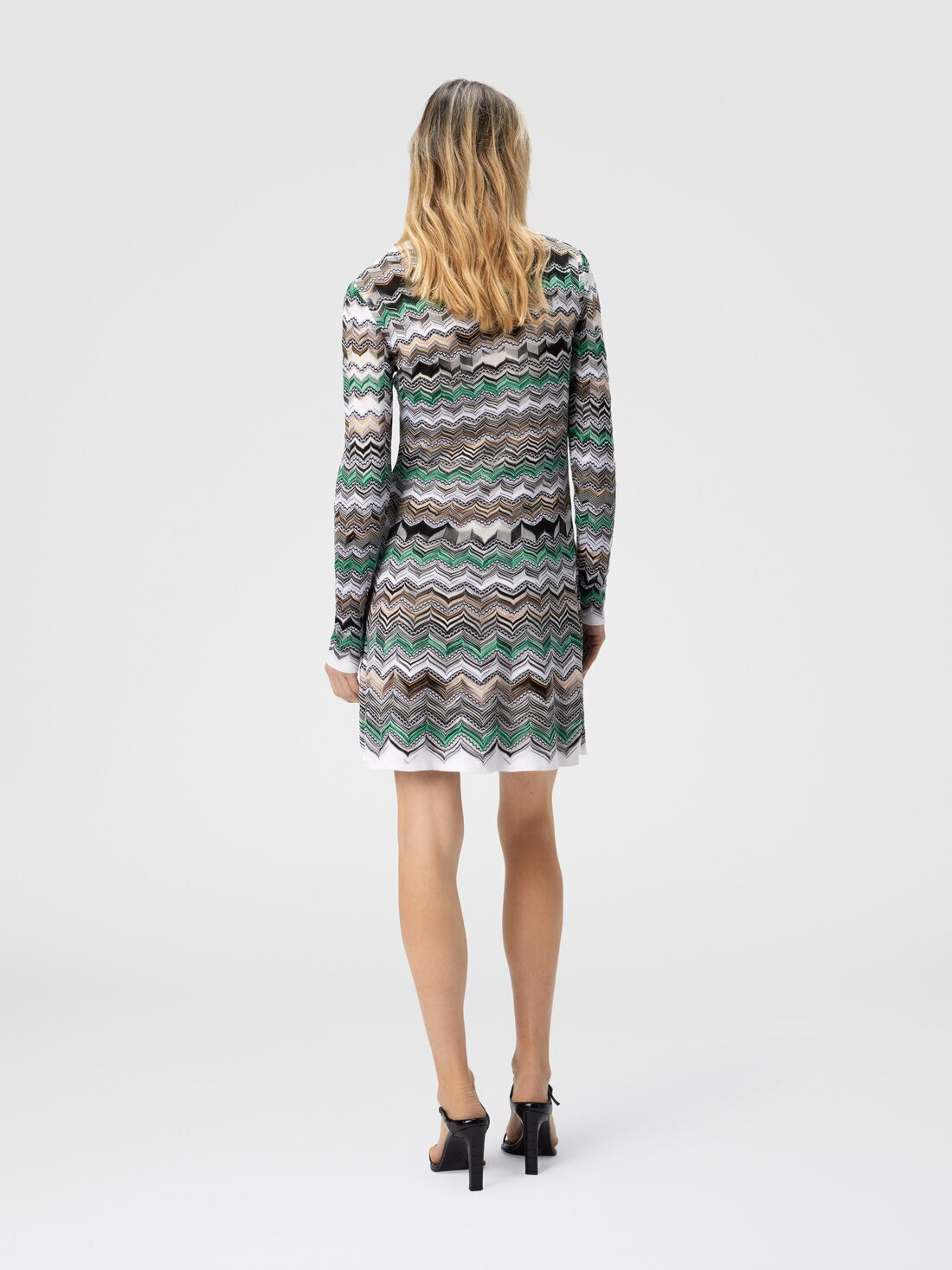 Mini Dress in English Rib Knit with Flame Pattern - 3