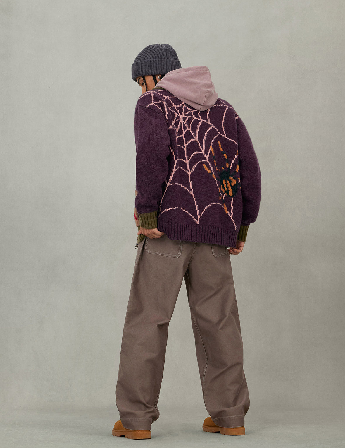 Spiders and Seagull Intarsia Knit Relax Fit Cowichan Sweater - 6