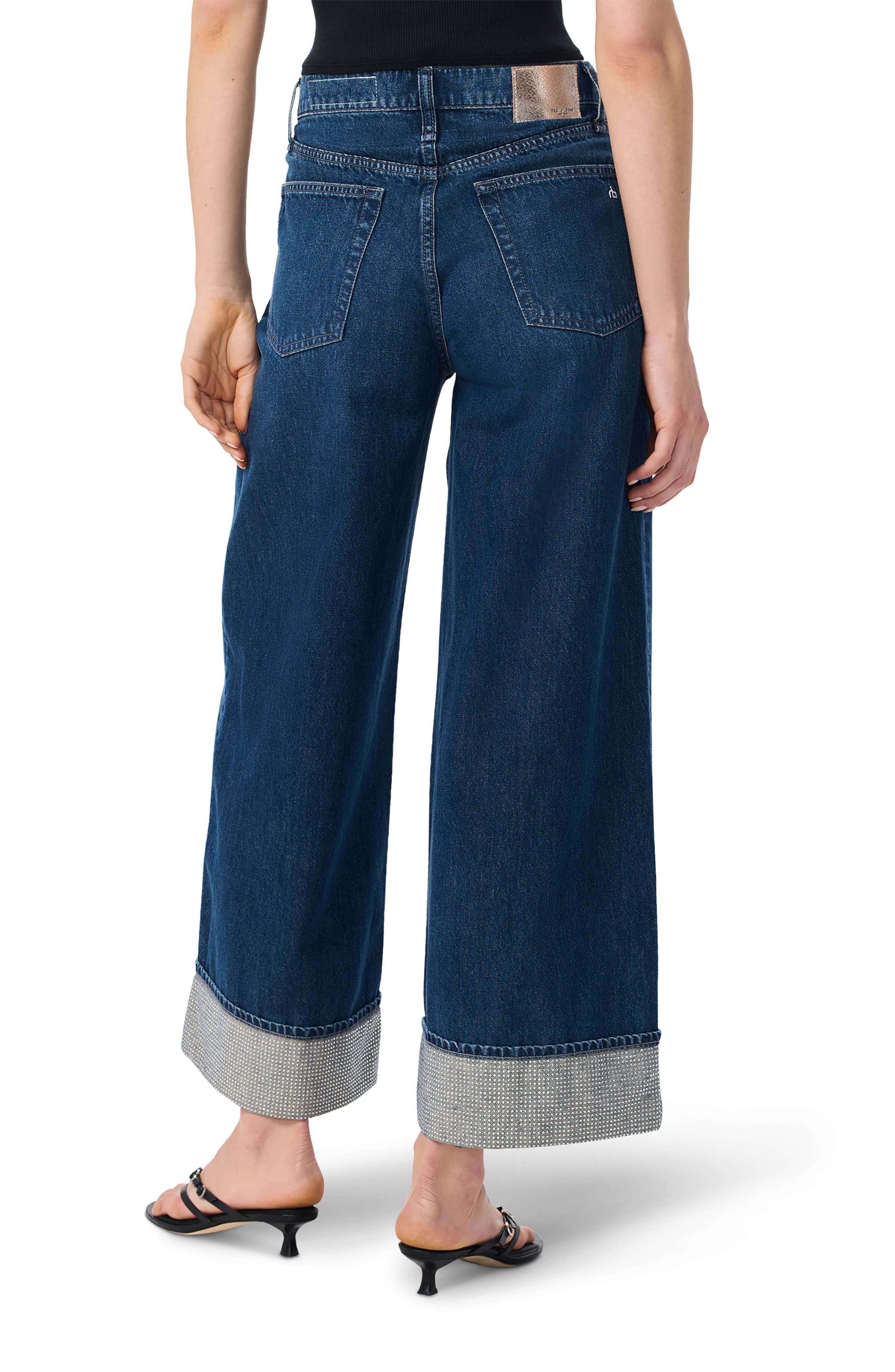rag & bone Sofie Jewel Cuff High Waist Ankle Wide Leg Jeans in Dawn Jewel at Nordstrom - 2