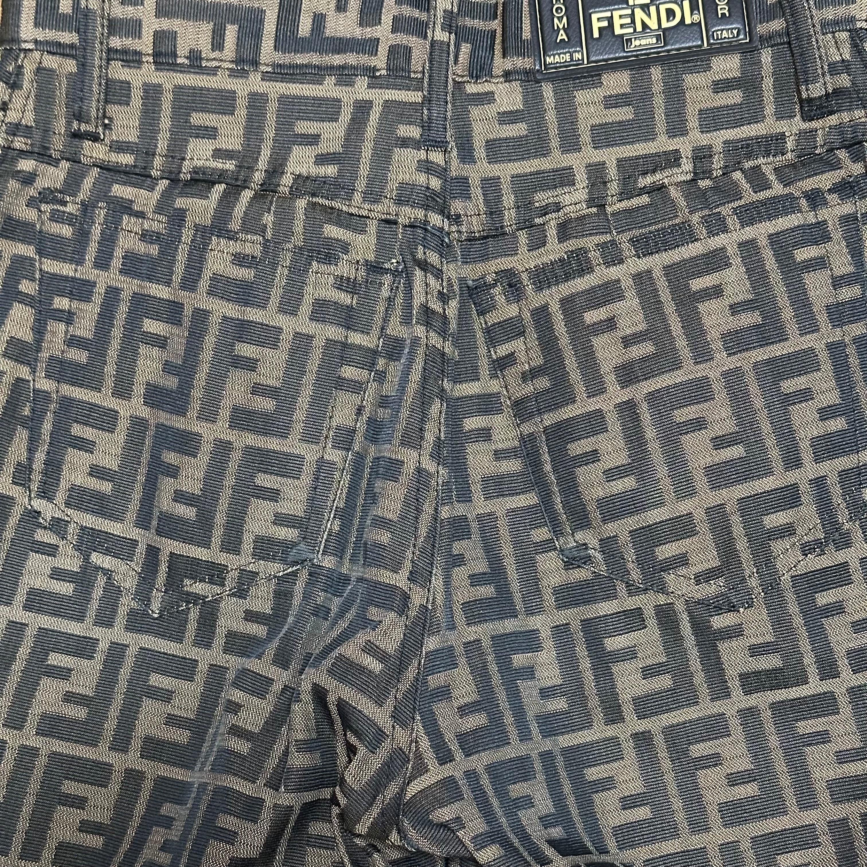 FENDI Vintage FF Zucca Monogram High Rise Straight Leg Pants - 5