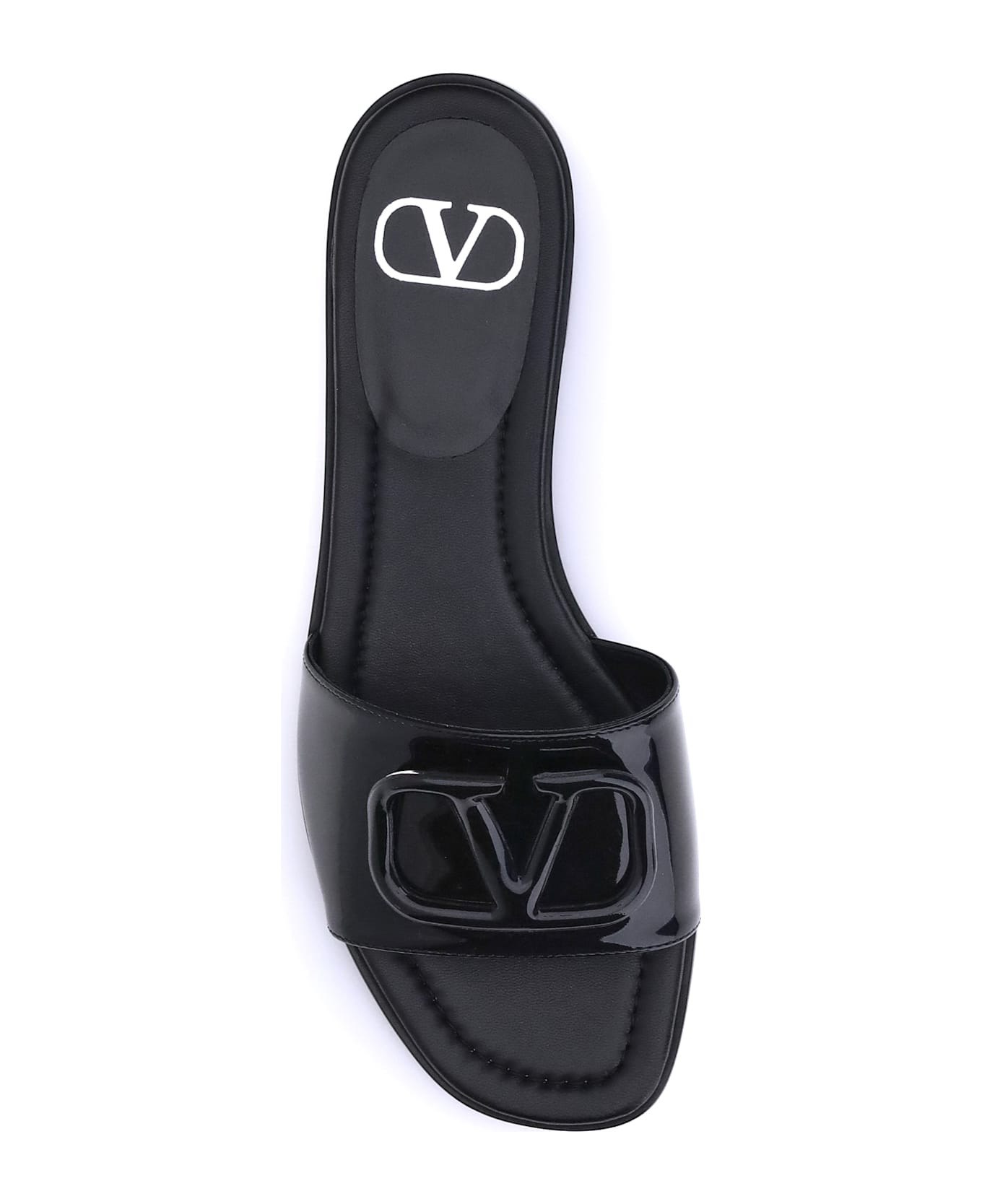 Patent Leathe Vlogo Slide Sandals - 4