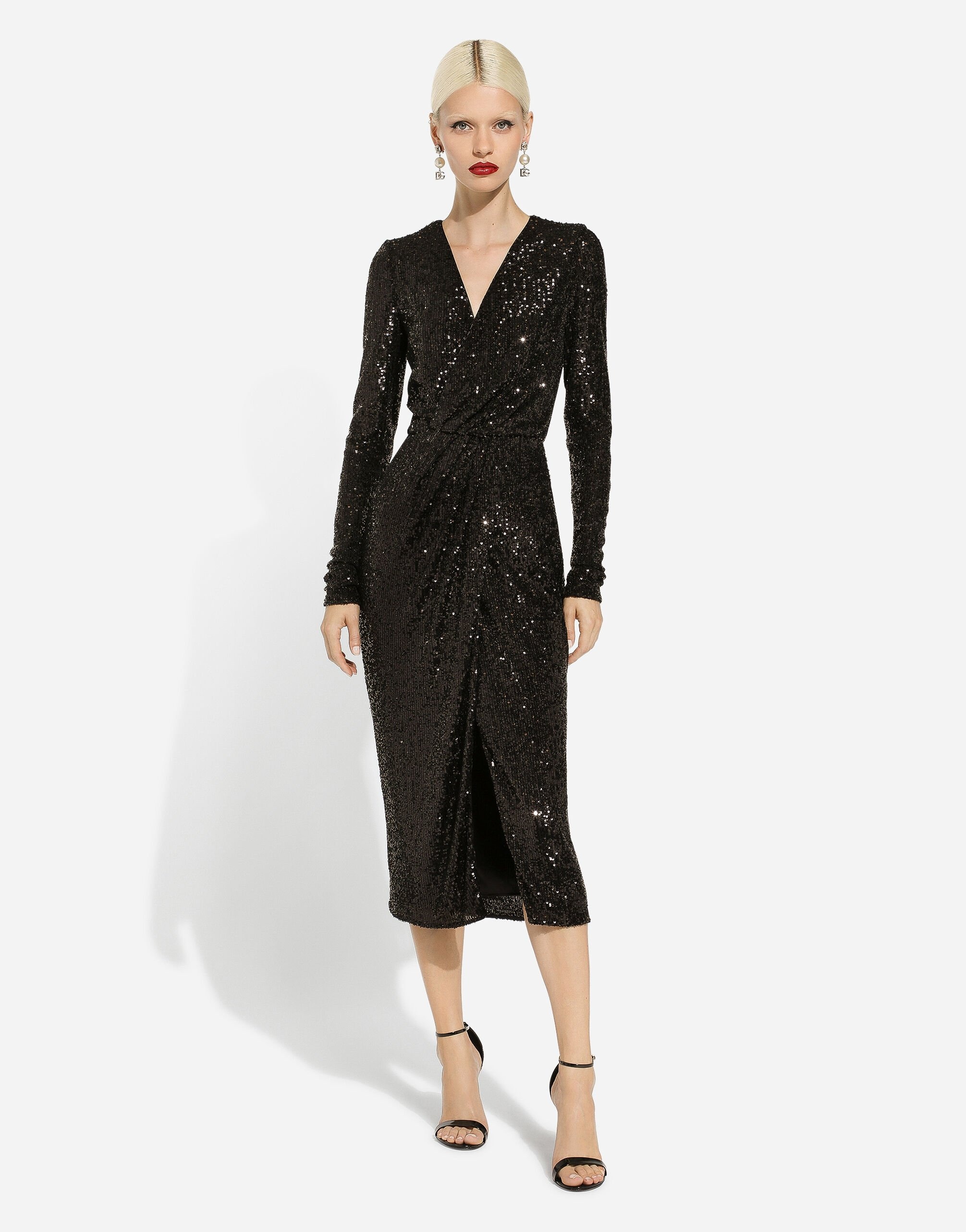 Micro-sequined calf-length dress - 2