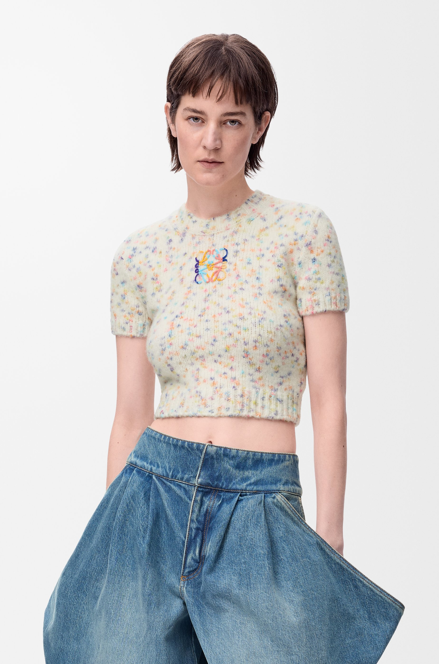 Short sleeve sweater in wool and alpaca blend - 3
