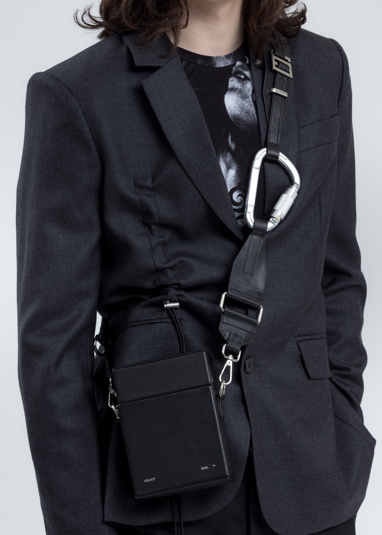 BLACK LEATHER STRAP BOX BAG - 5