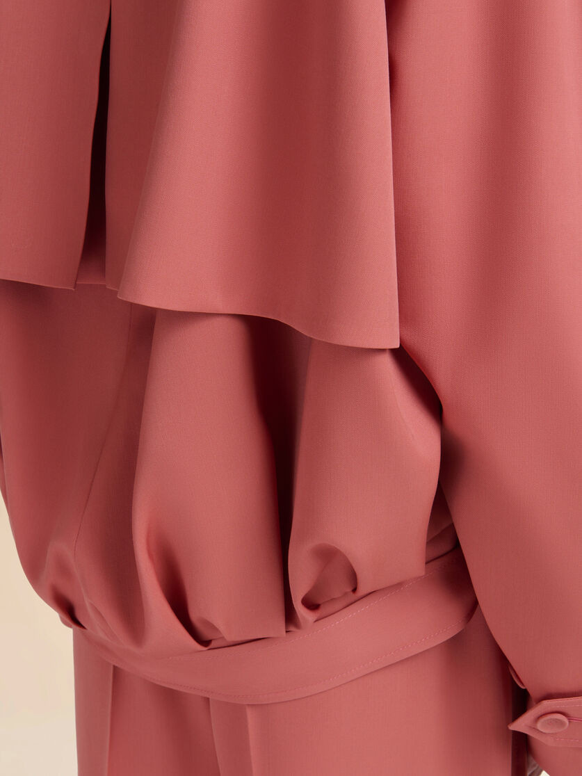 PINK WOOL SHORT TRENCH COAT WITH MARNI SYMBOL - 5
