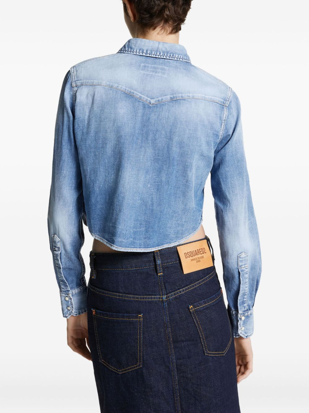 cropped denim shirt - 4