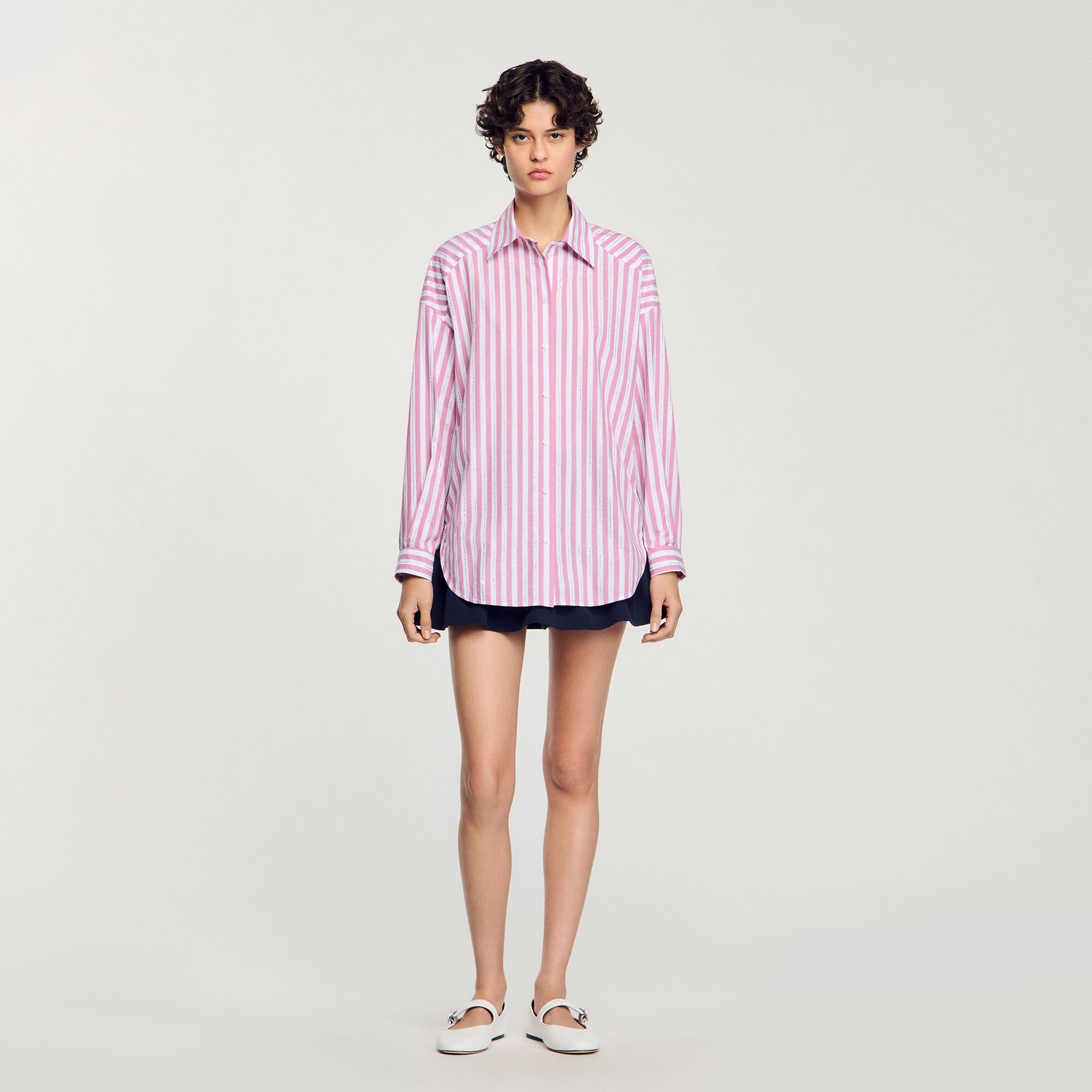 STRIPED RHINESTONE SHIRT - 2